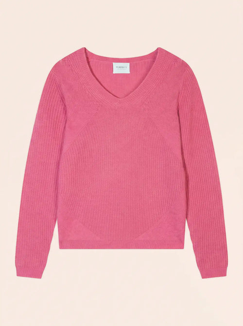 AMRITA pullover v-ausschnitt 4-fädig rosa