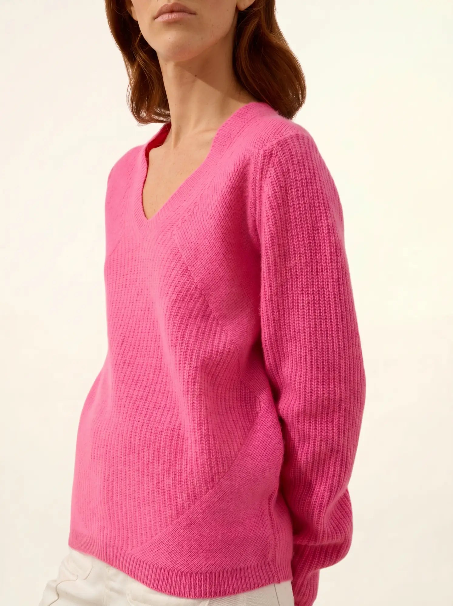 AMRITA pullover v-ausschnitt 4-fädig rosa