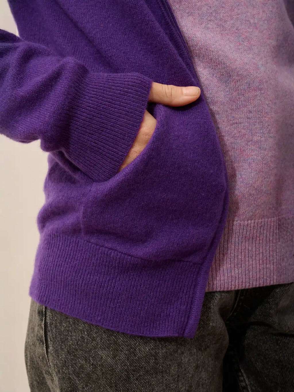 DEBBIE weste mit reissverschluss mit kapuze violette