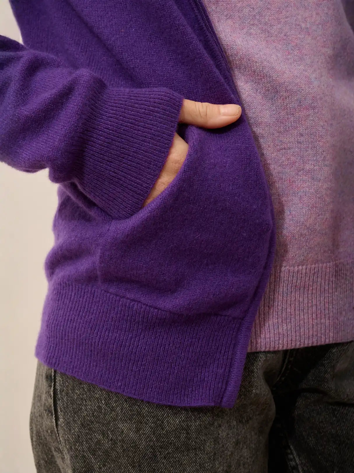 DEBBIE weste mit reissverschluss mit kapuze violette