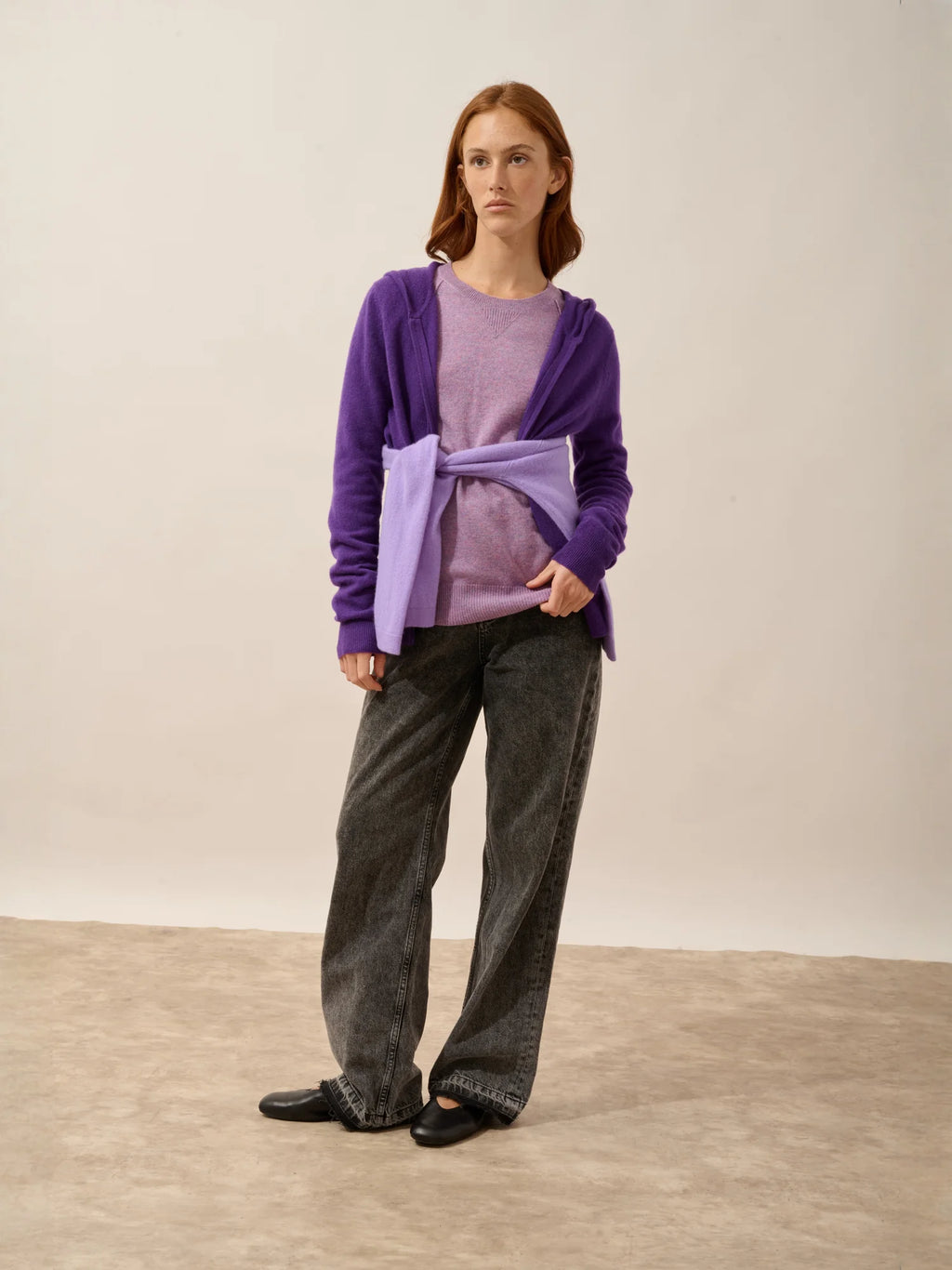 DEBBIE weste mit reissverschluss mit kapuze violette