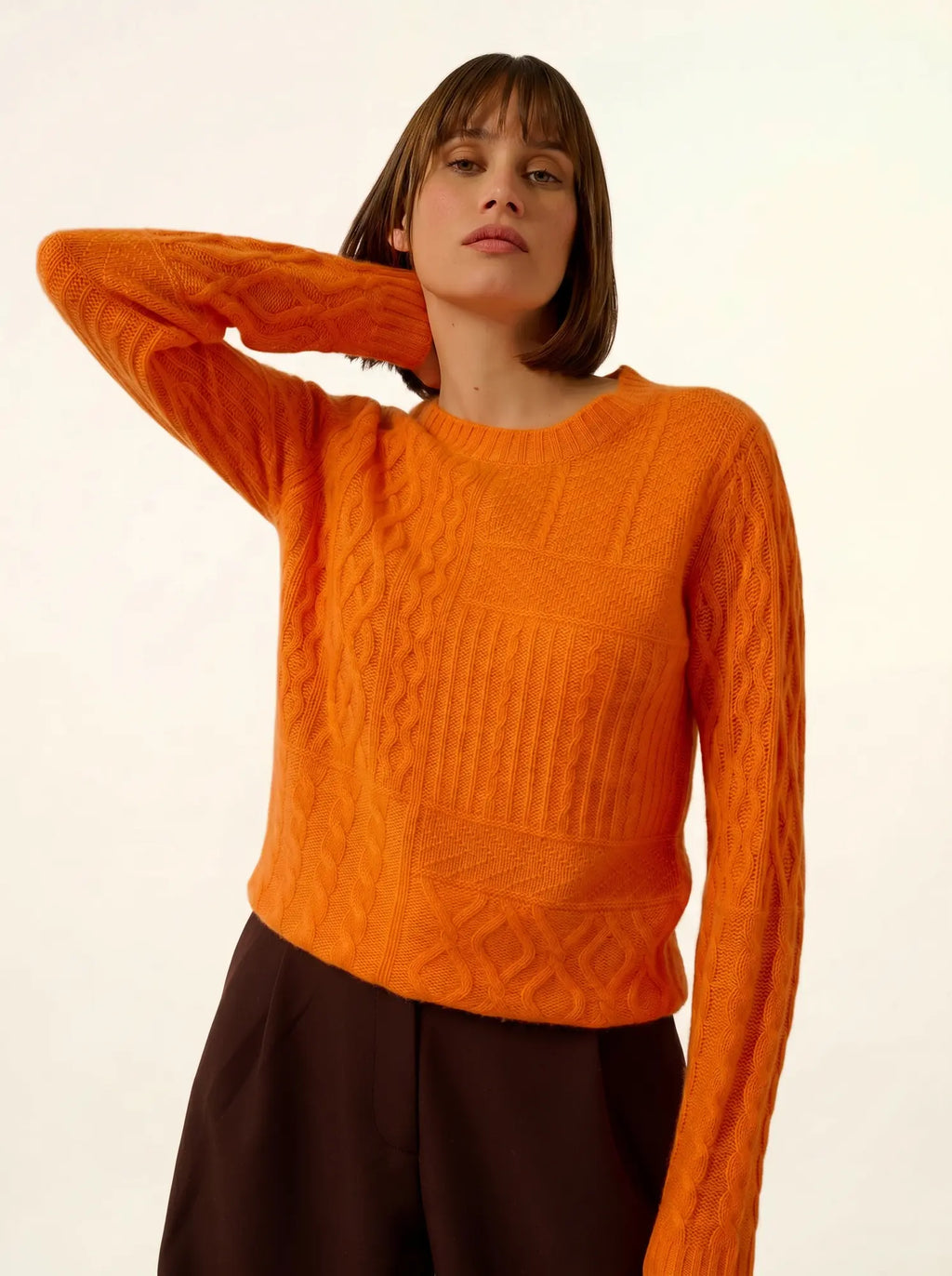 AMALA pullover rundhalsausschnitt 6-fädig mandarine