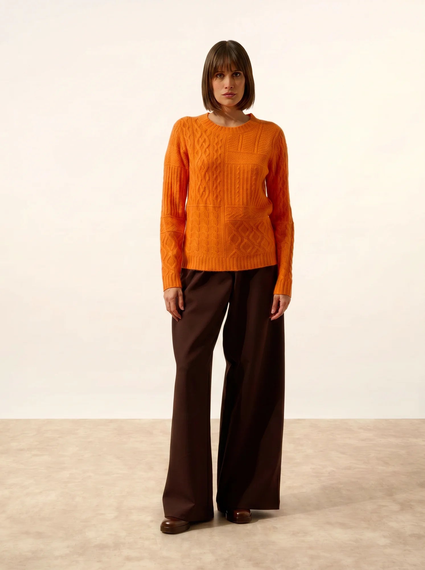 AMALA pullover rundhalsausschnitt 6-fädig mandarine