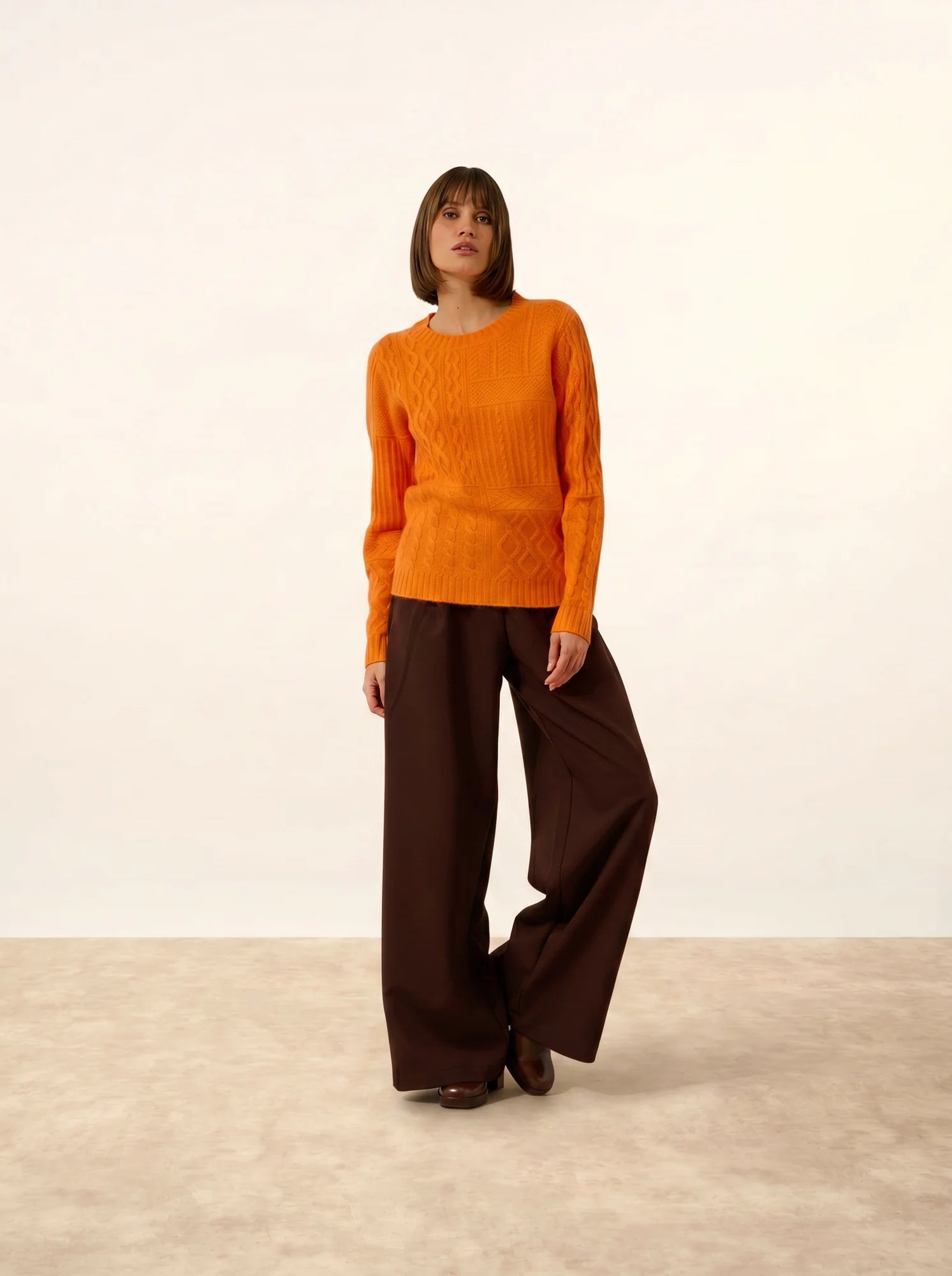 AMALA pullover rundhalsausschnitt 6-fädig mandarine