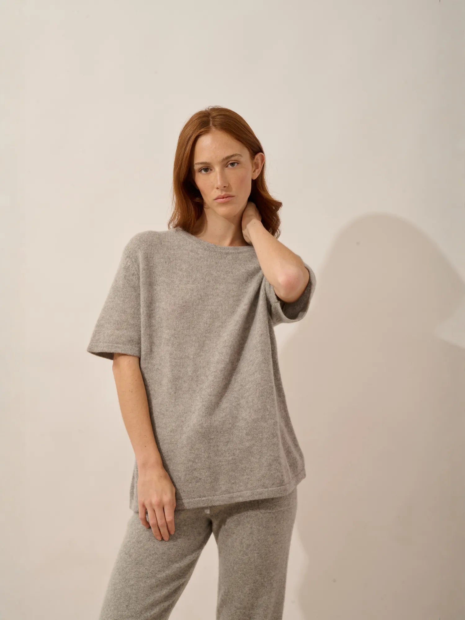 CARLA t-shirt rundhalsausschnitt 4-fädig wolke meliert
