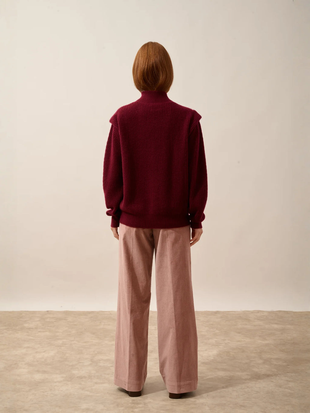 IQUITOS pullover stehkragen plis épaules 4-fädig bordeaux