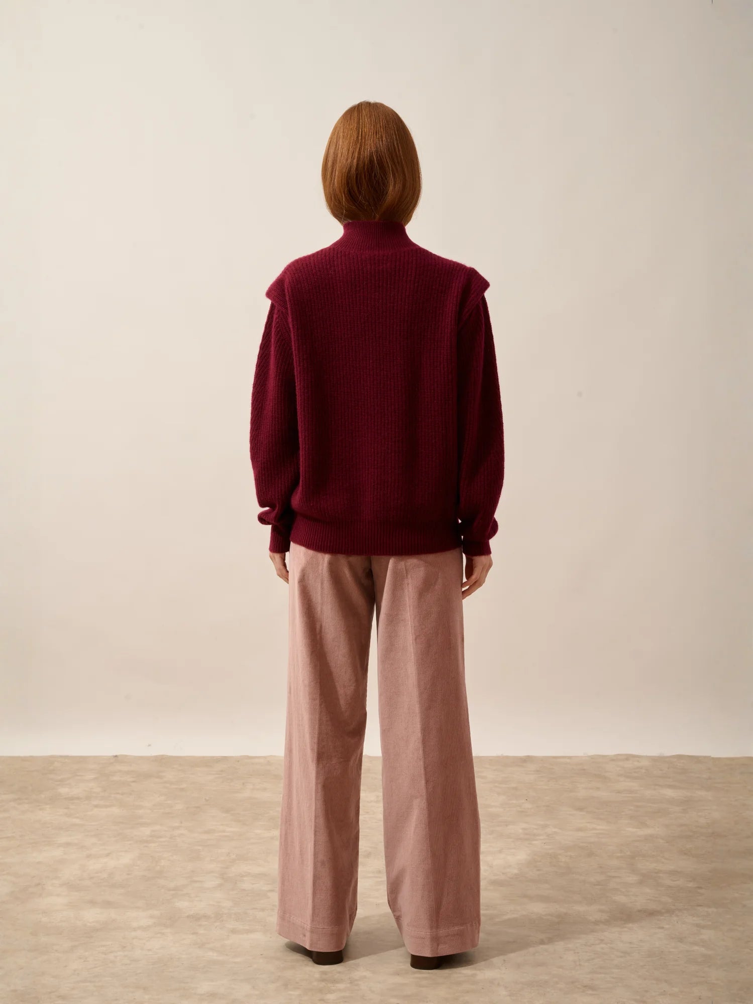 IQUITOS pullover stehkragen plis épaules 4-fädig bordeaux