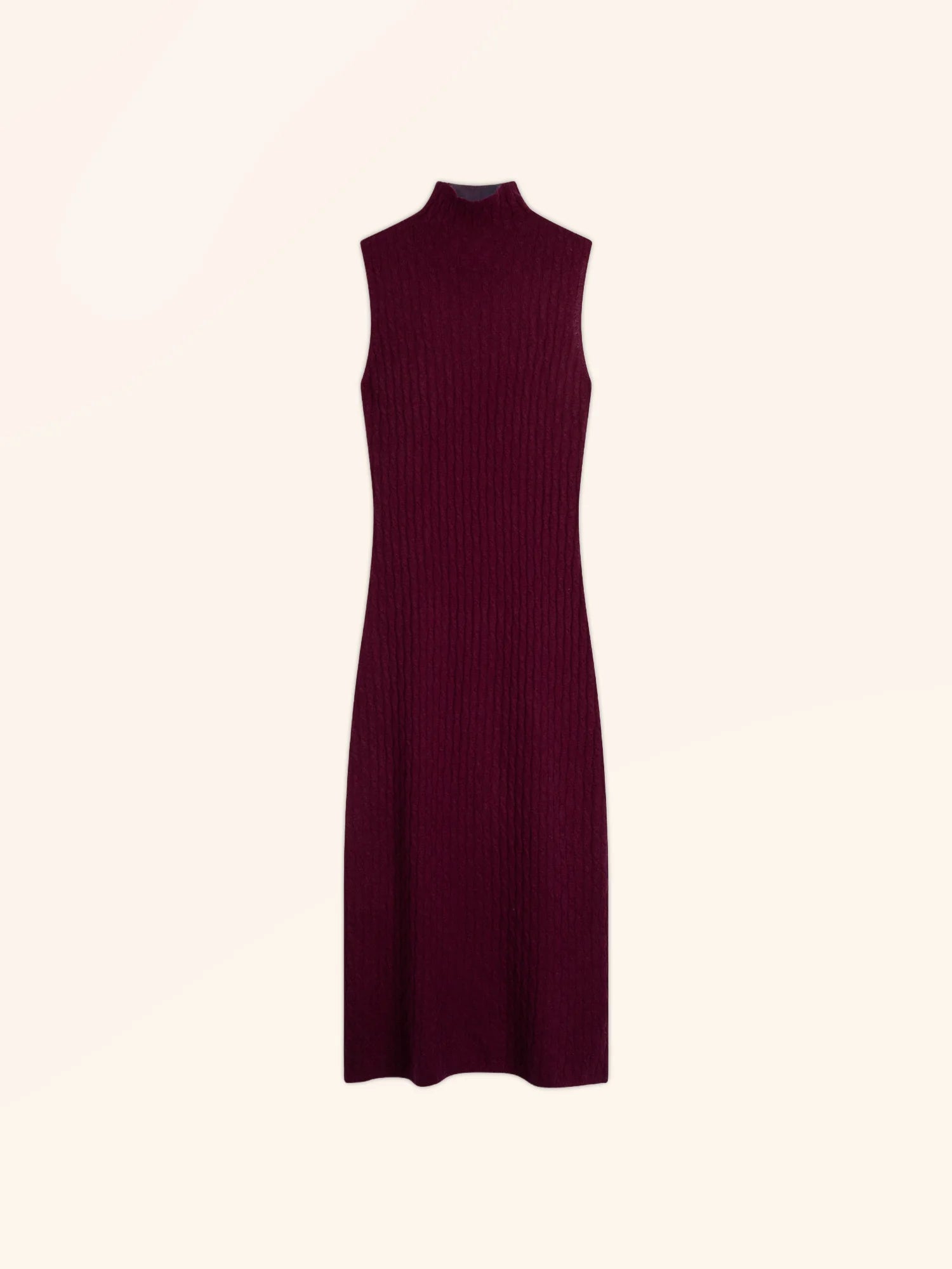 MANON kleid stehkragen ärmellos bordeaux