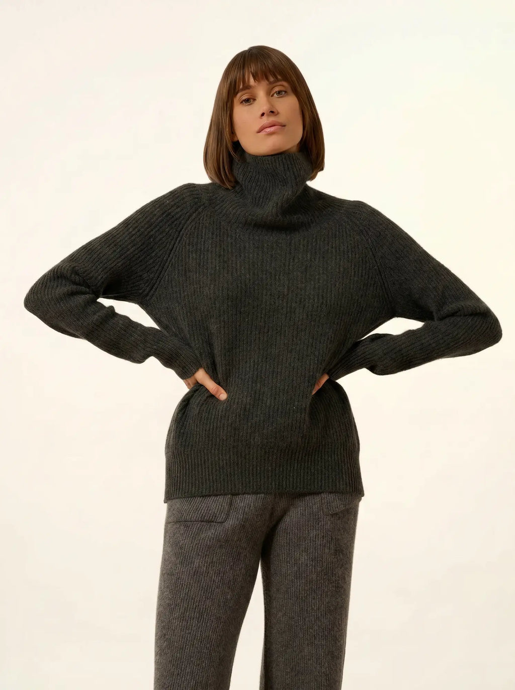 TAYLOR pullover stehkragen 4-fädig carbone meliert