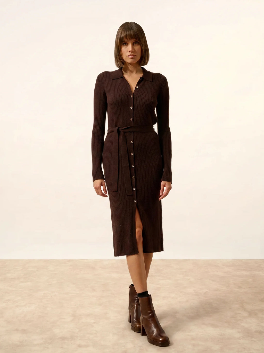 DORY kleid polokragen choco