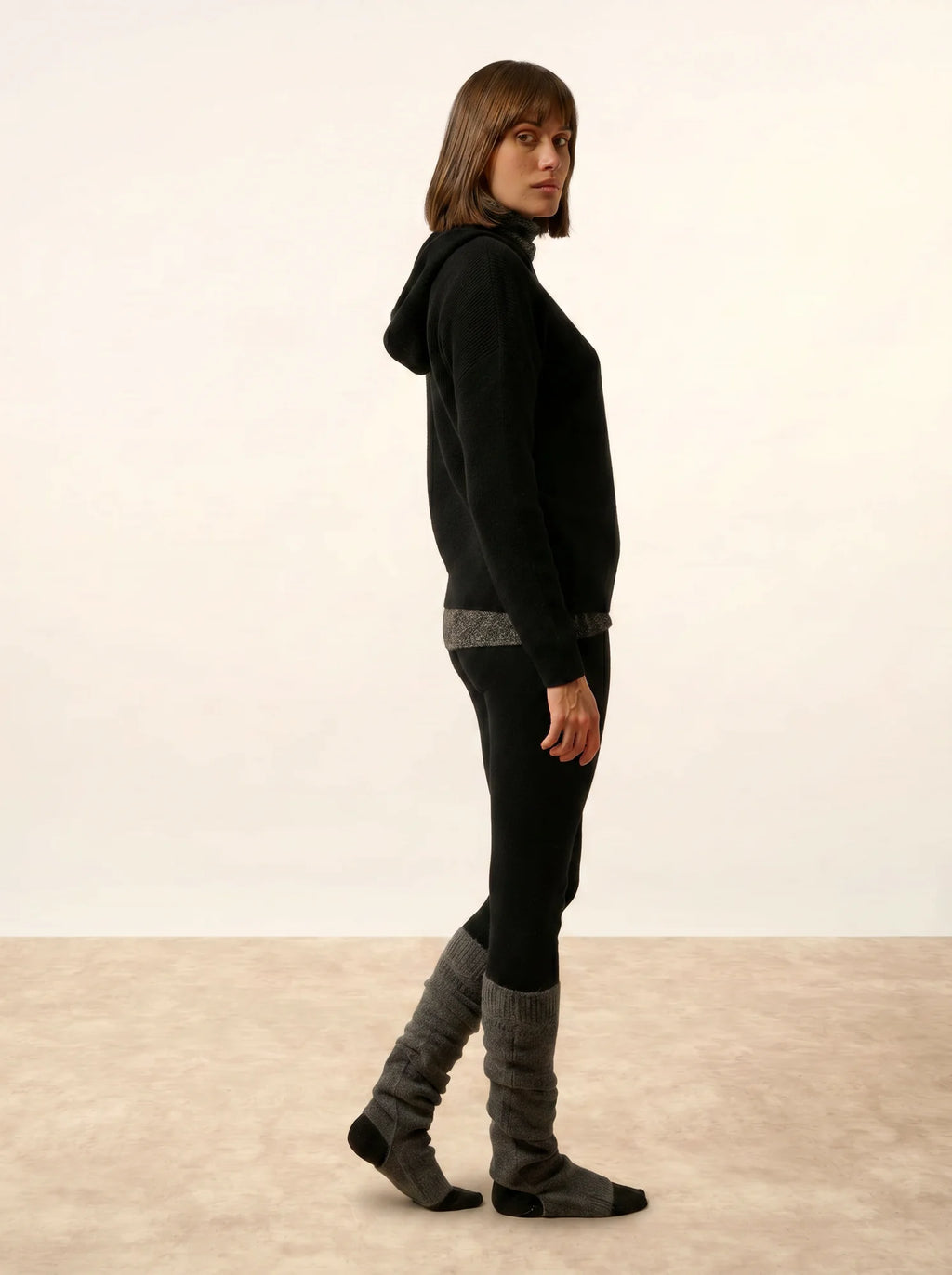 BEELE pullover mit kapuze schwarz