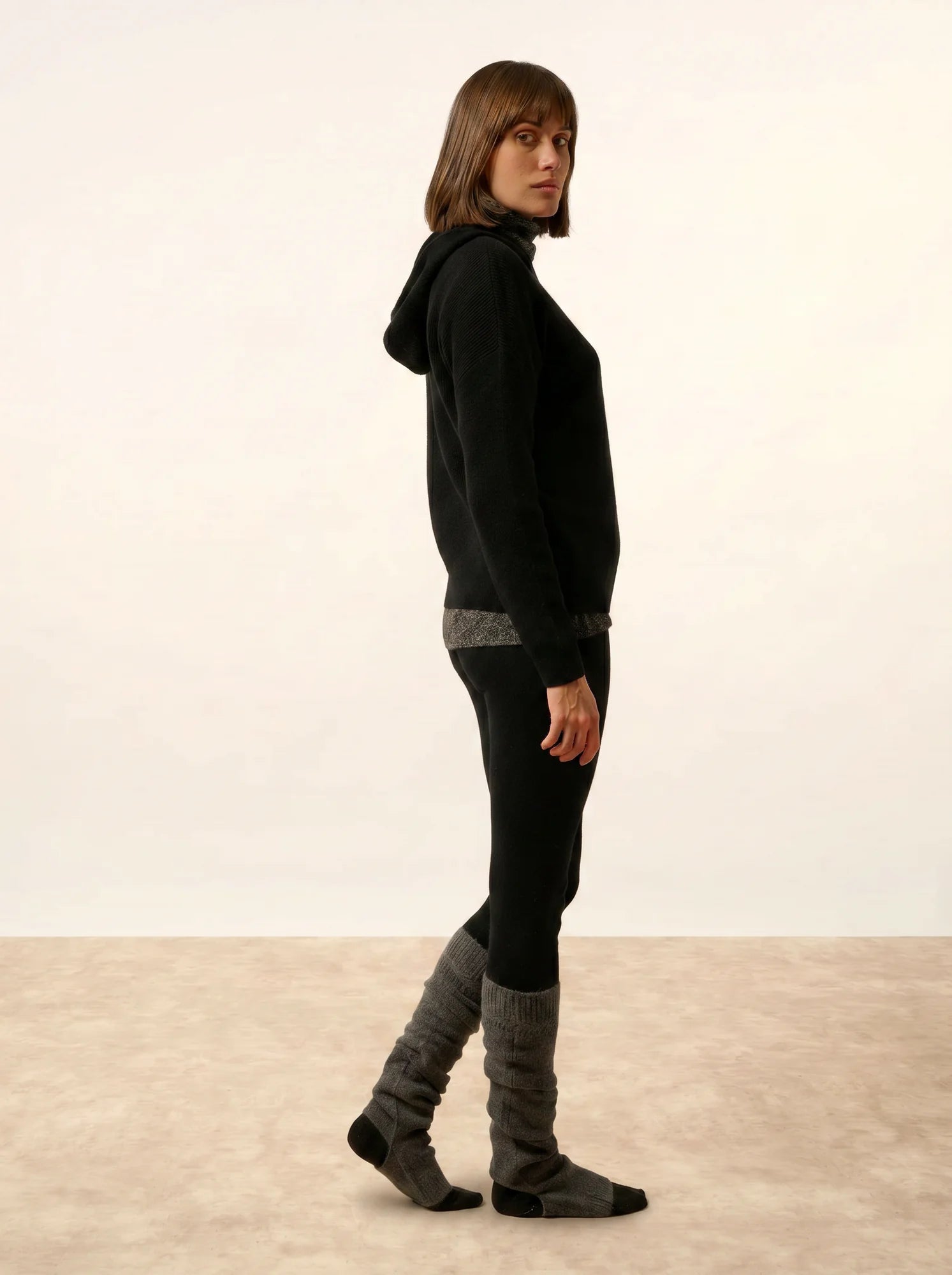 BEELE pullover mit kapuze schwarz