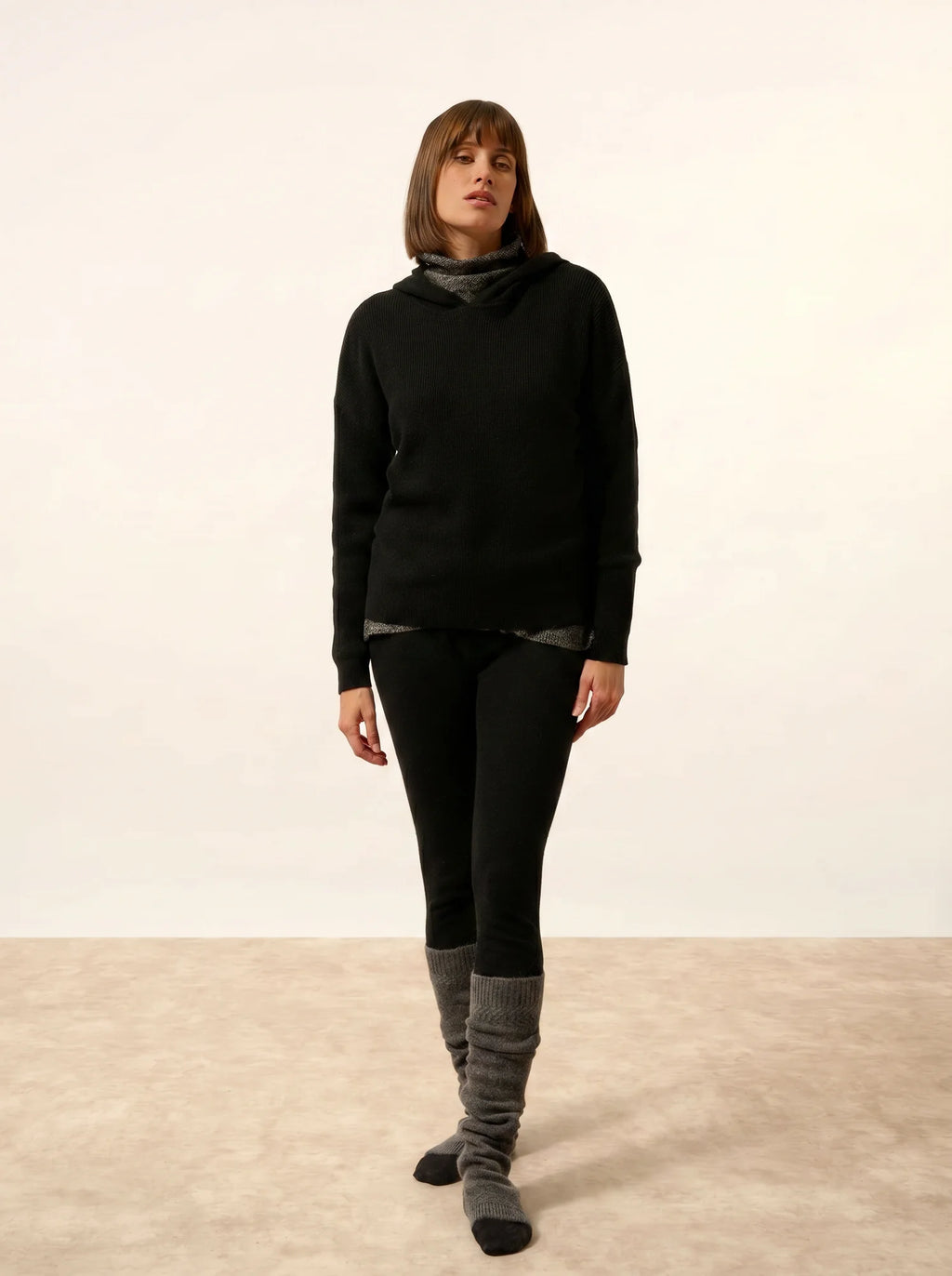 BEELE pullover mit kapuze schwarz