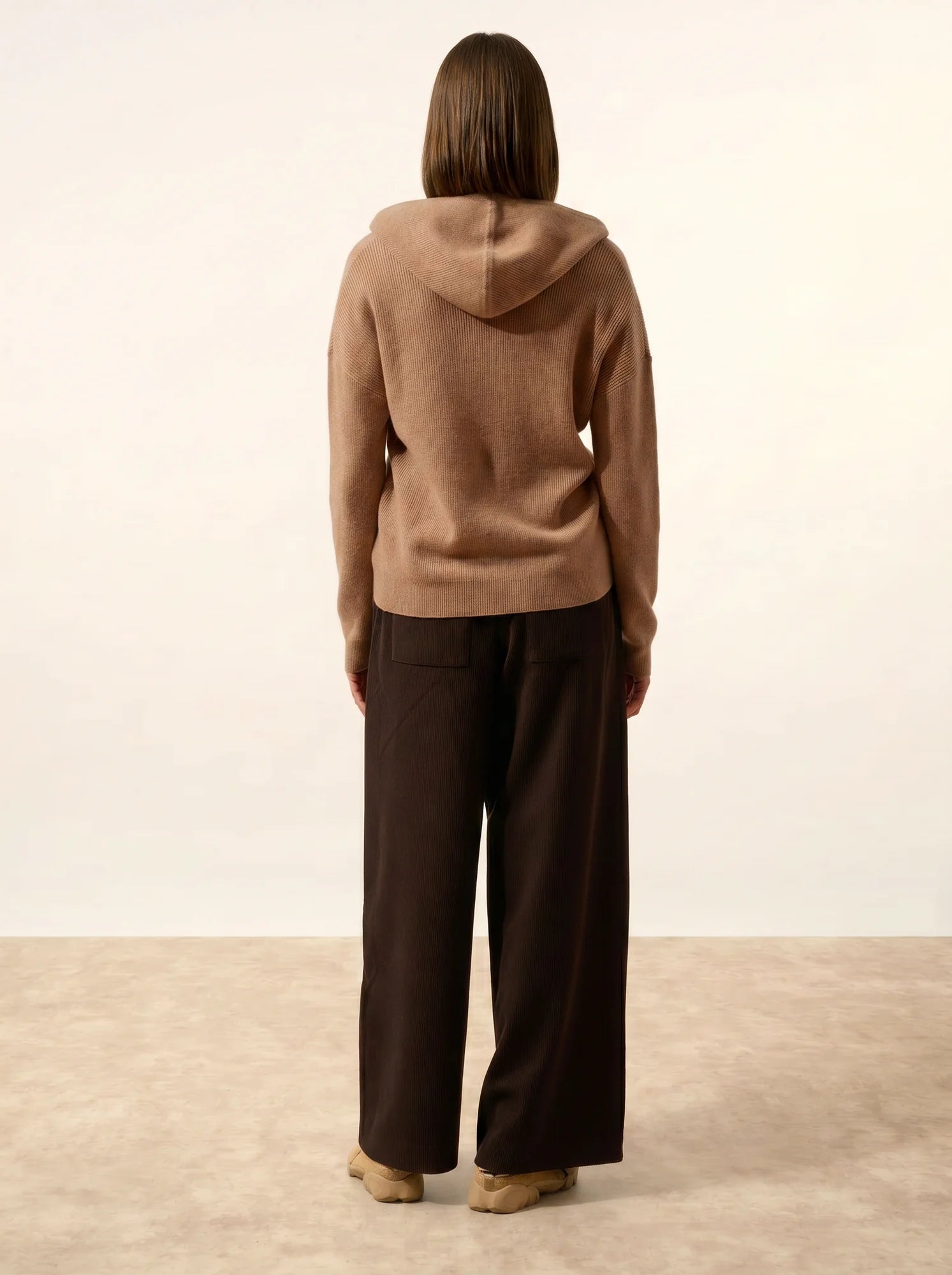 BEELE pullover mit kapuze camel meliert