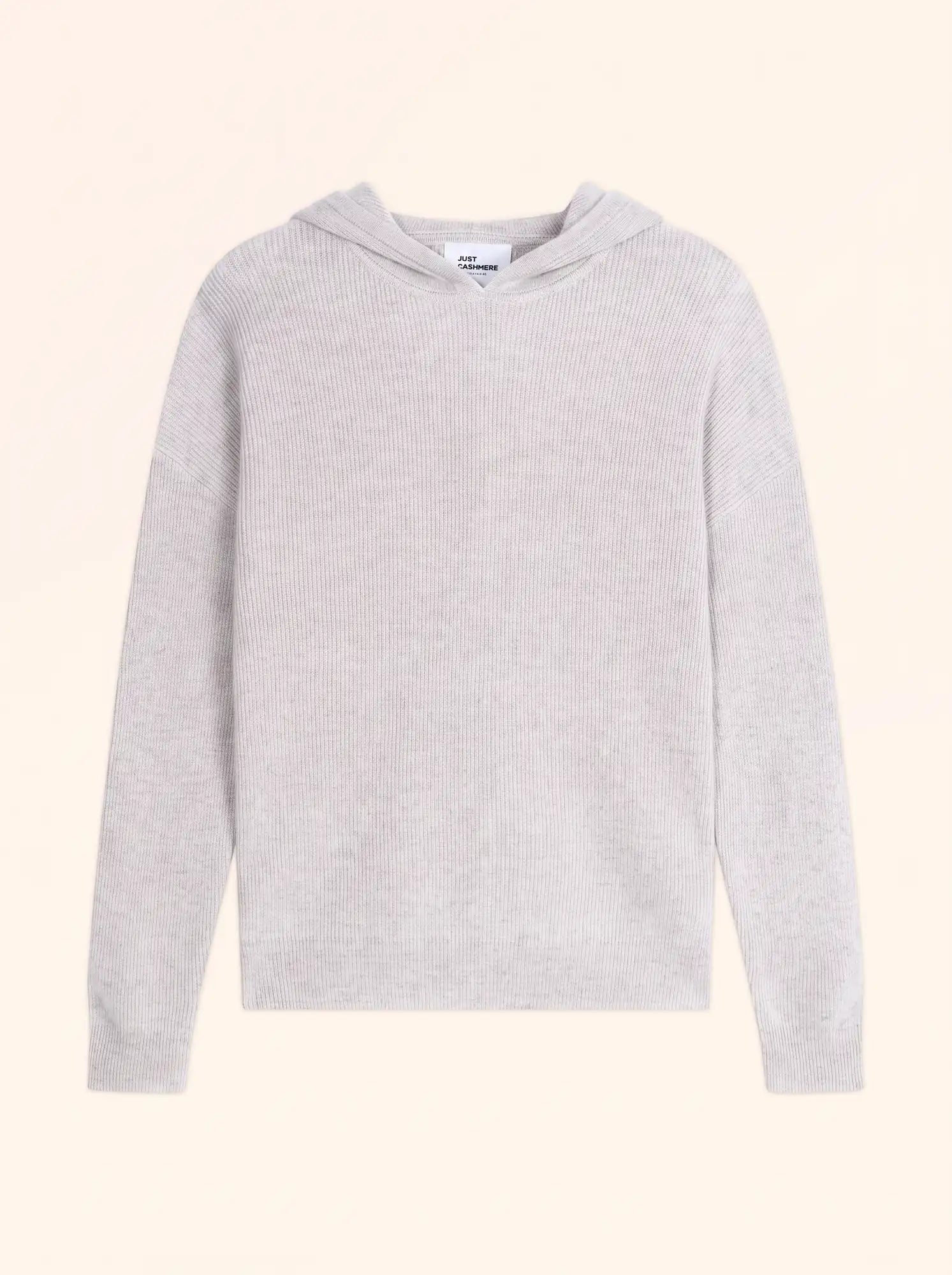 BEELE pullover mit kapuze weiß meliert