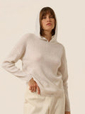 BEELE pullover mit kapuze weiß meliert