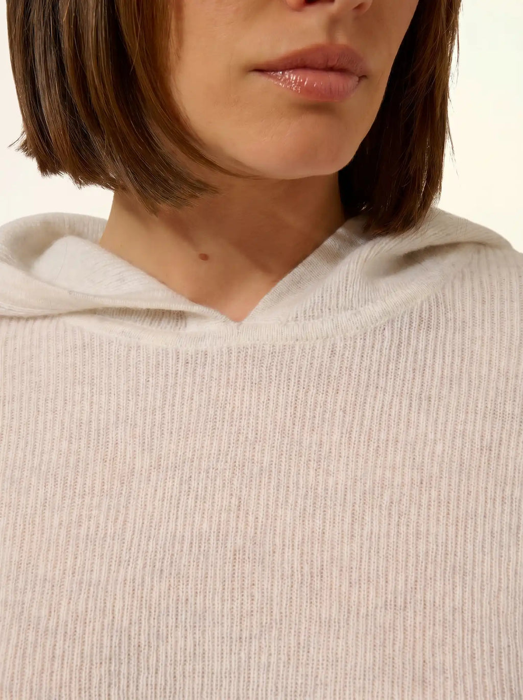 BEELE pullover mit kapuze weiß meliert