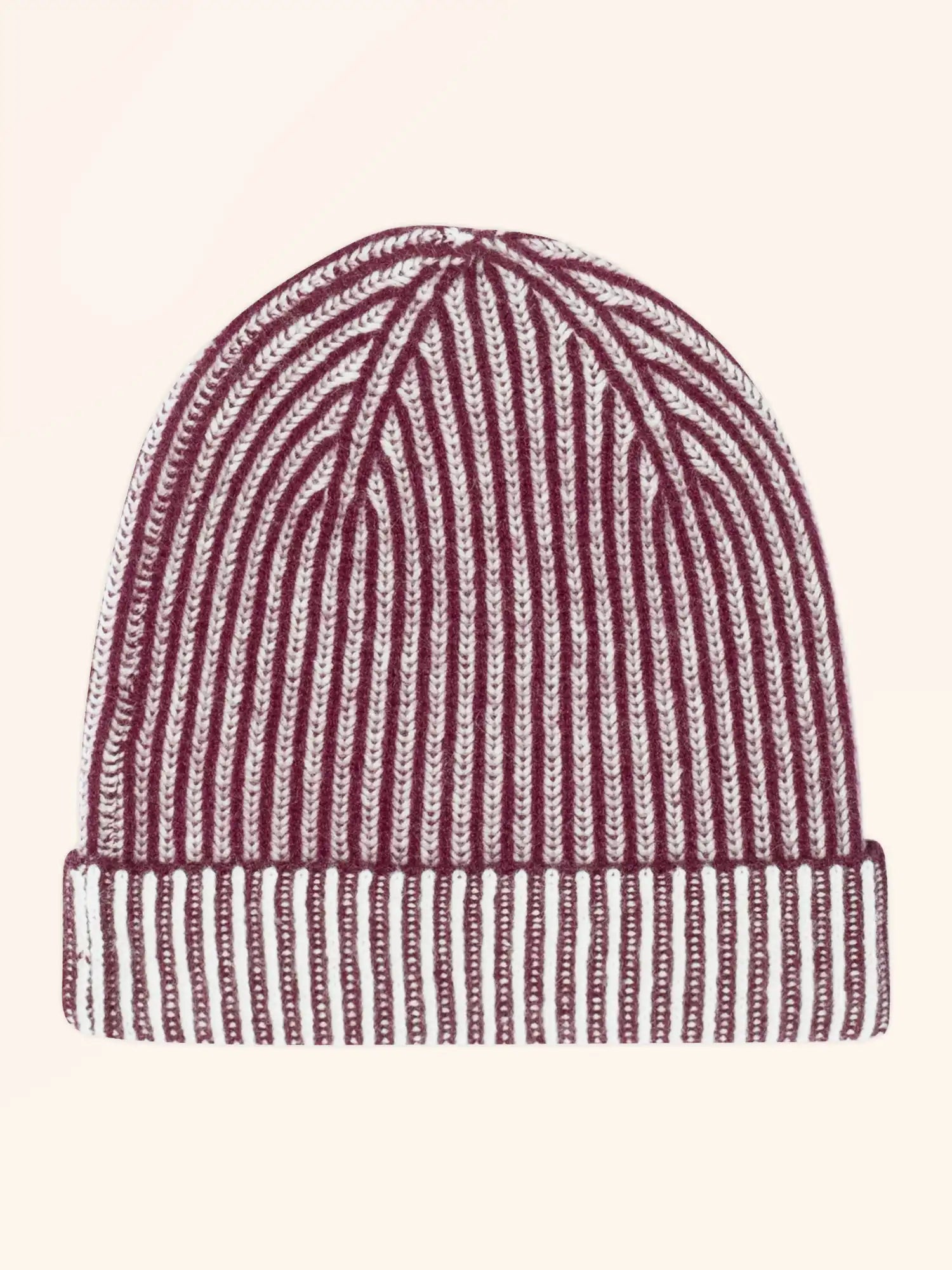SLOANNE mütze 4-fädig bordeaux und elfenbein
