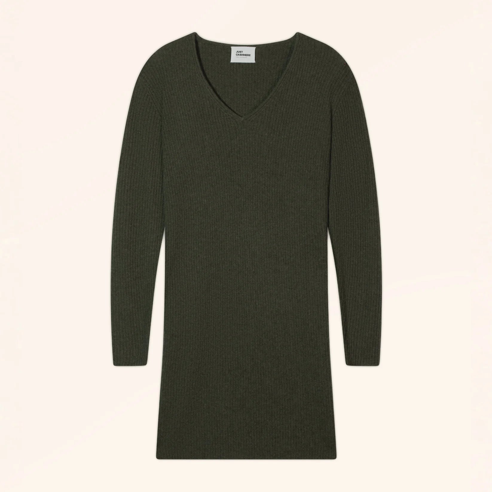 ANJA Robe Col V Kaki Chiné