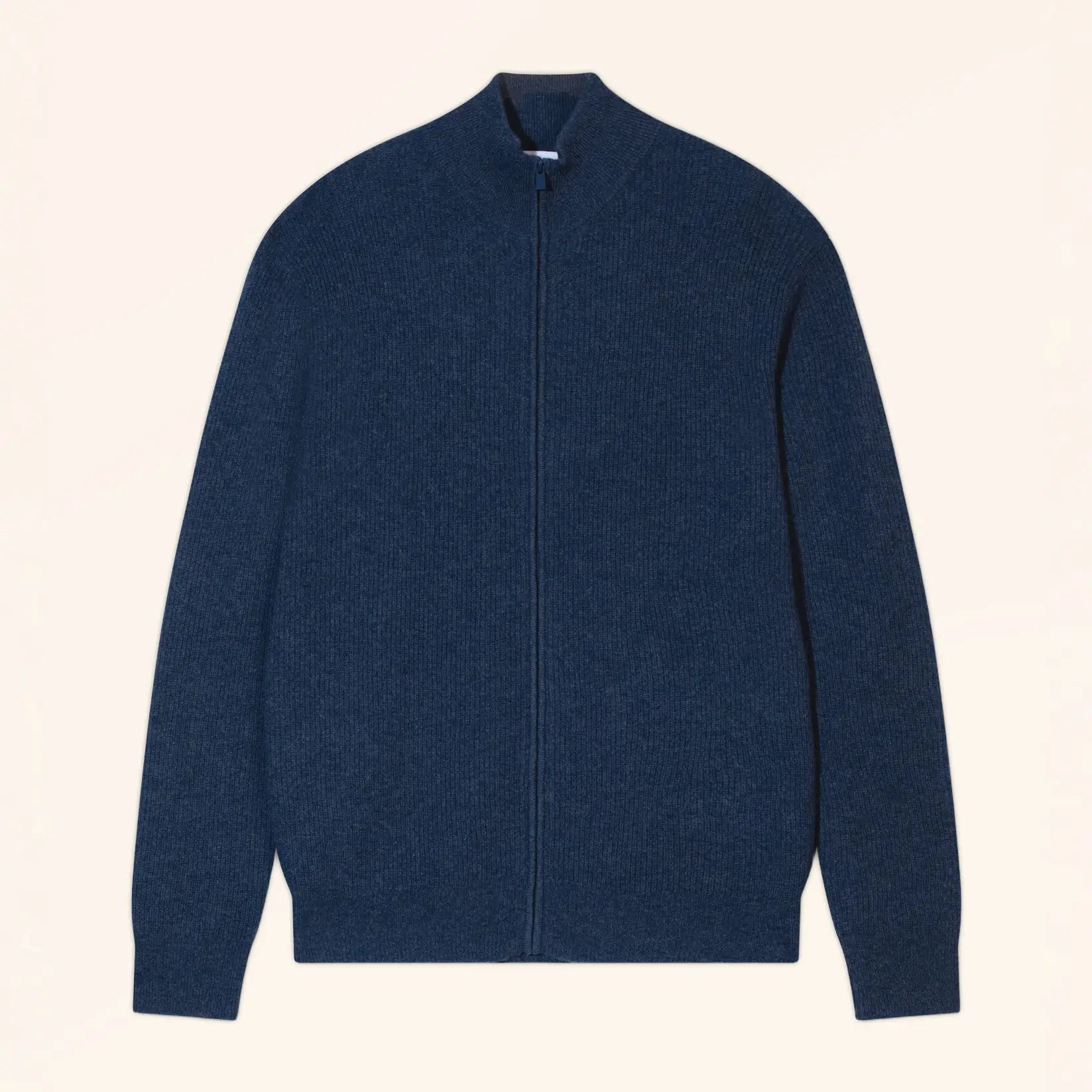 RAYAN Gilet Zippé Col Montant Océan Chiné