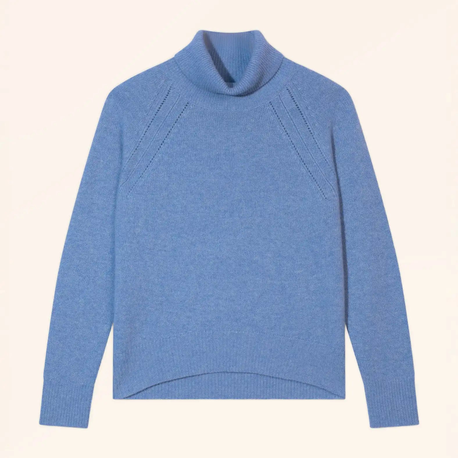 MOANA Pull Col Roulé 4 Fils Ciel