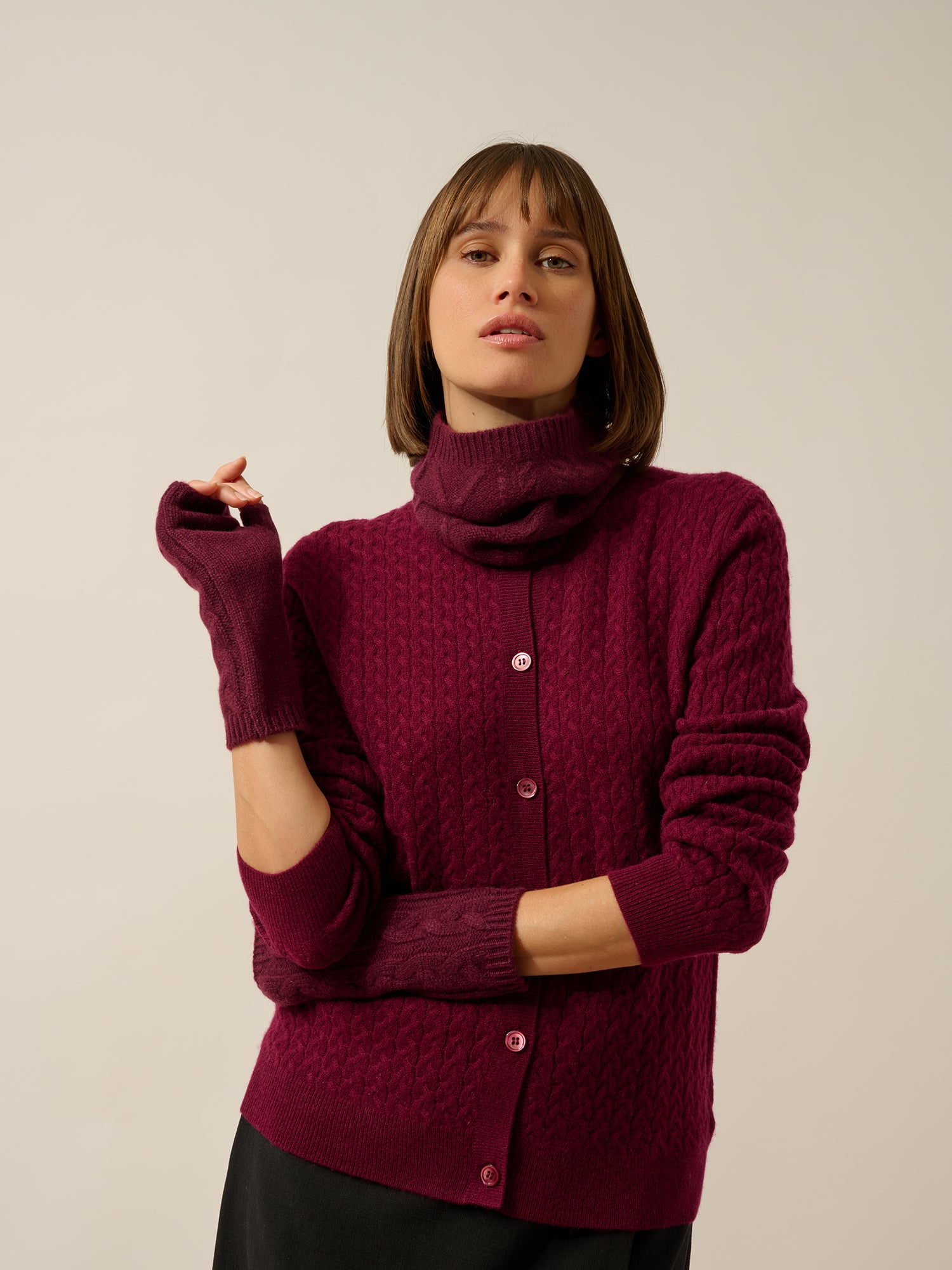 FAY mitaines 6 fils mûre