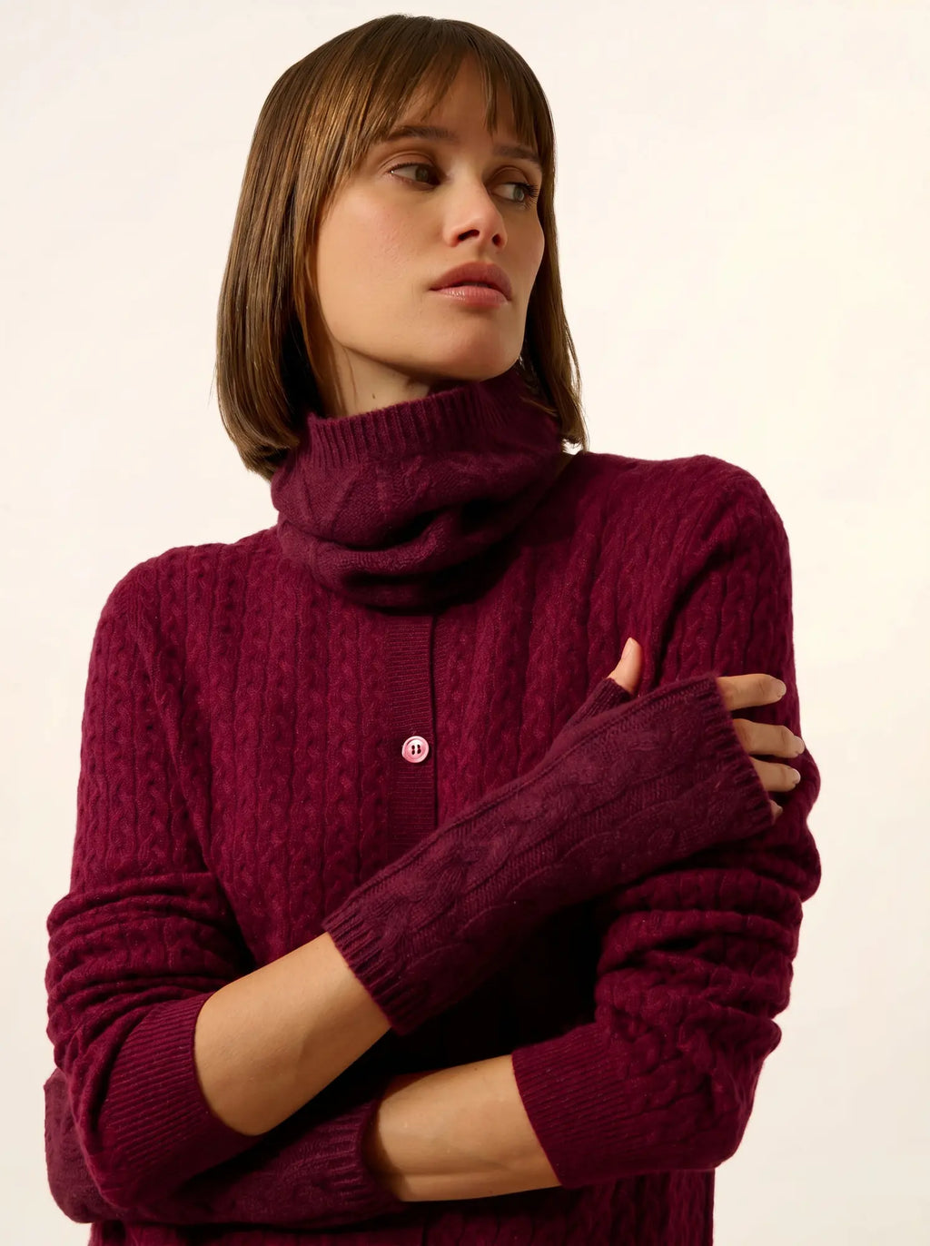 FAY fingerlose handschuhe 6-fädig mûre