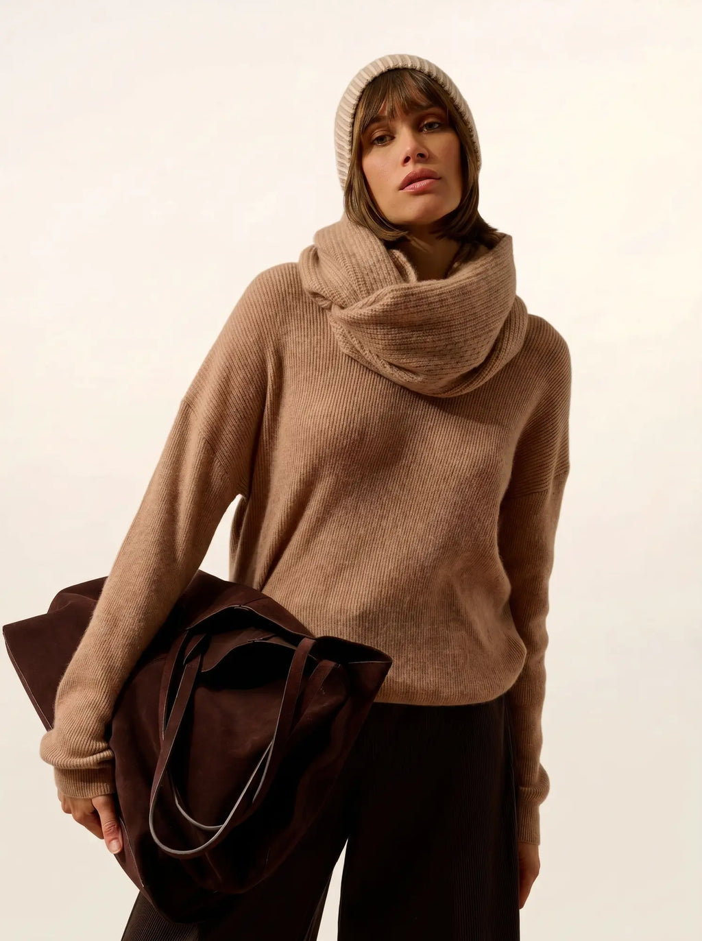 MARINA halswärmer 4-fädig camel meliert