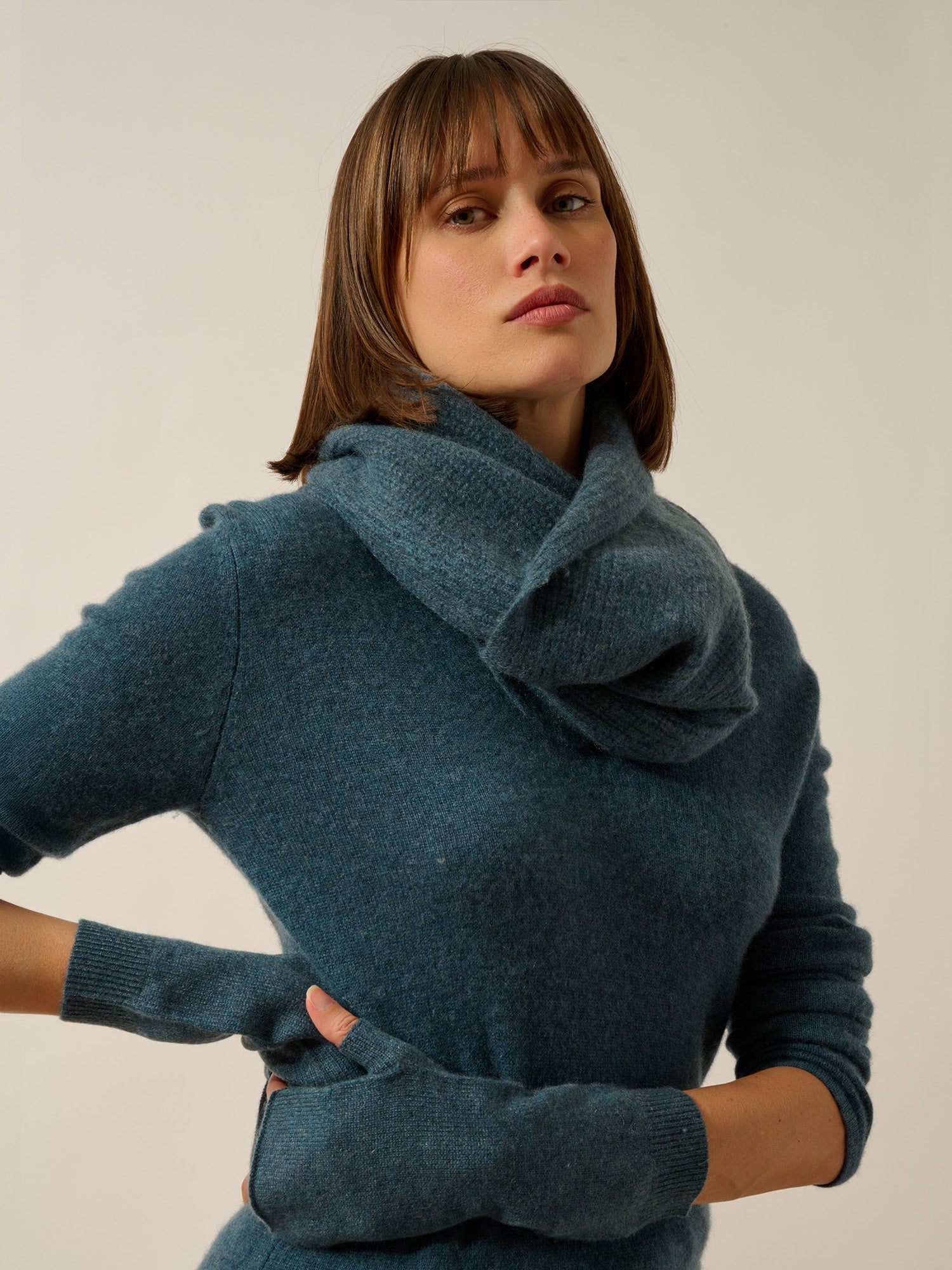 MARINA tour de cou 4 fils vert canard chiné