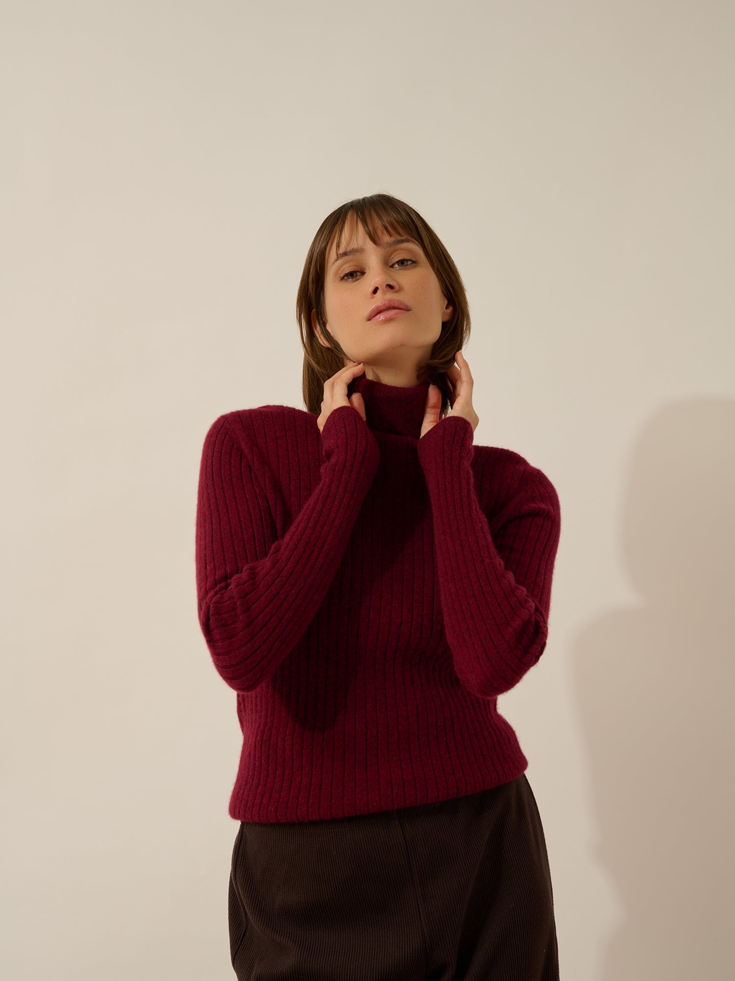 HYPNOS pull col roulé mûre