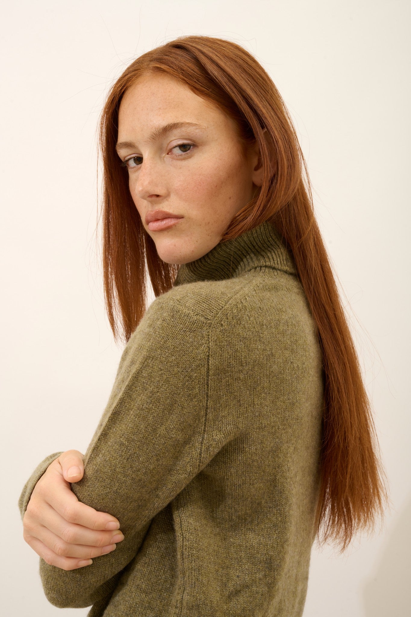 june pull col roulé 4 fils bronze chiné 100% cachemire