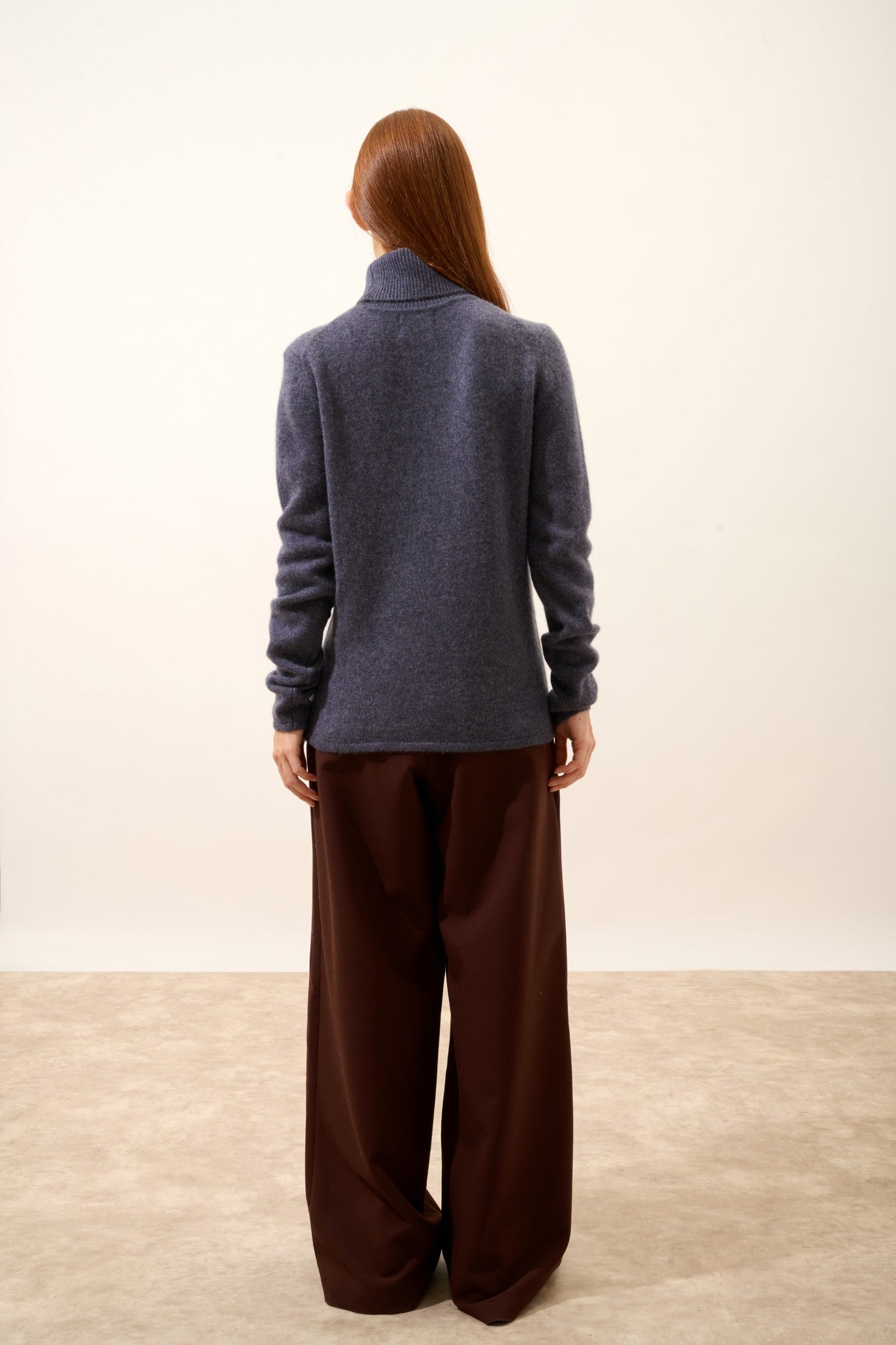 june pull col roulé 4 fils violet gris chiné 100% cachemire