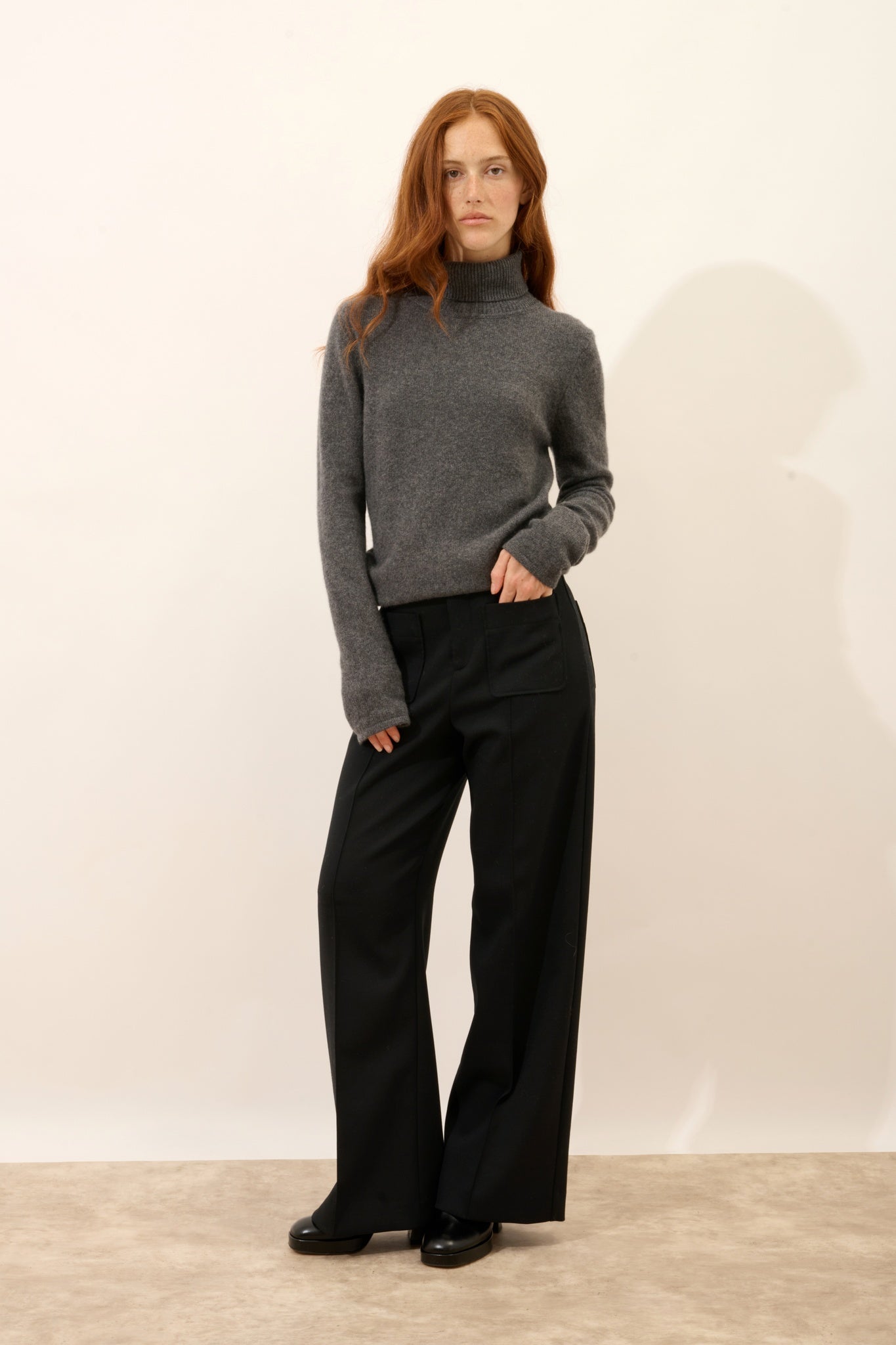 JUNE pull col roulé anthracite chiné