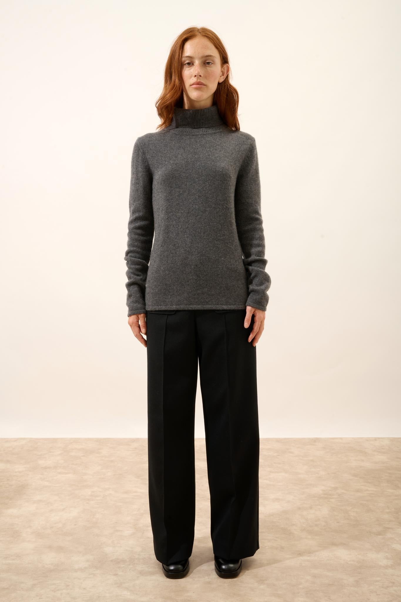 JUNE pull col roulé anthracite chiné