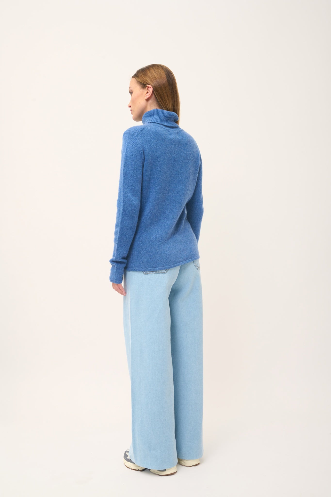 JUNE denim blue turtleneck sweater