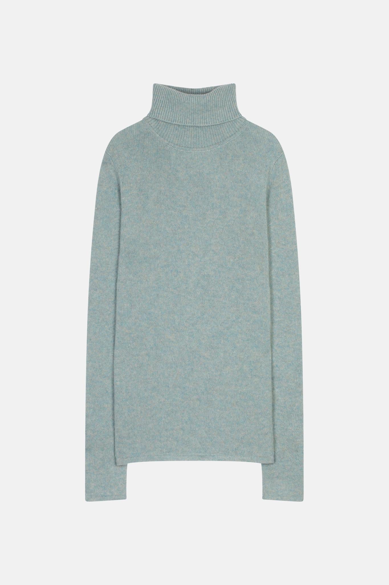 JUNE pull col roulé bleu gris chiné