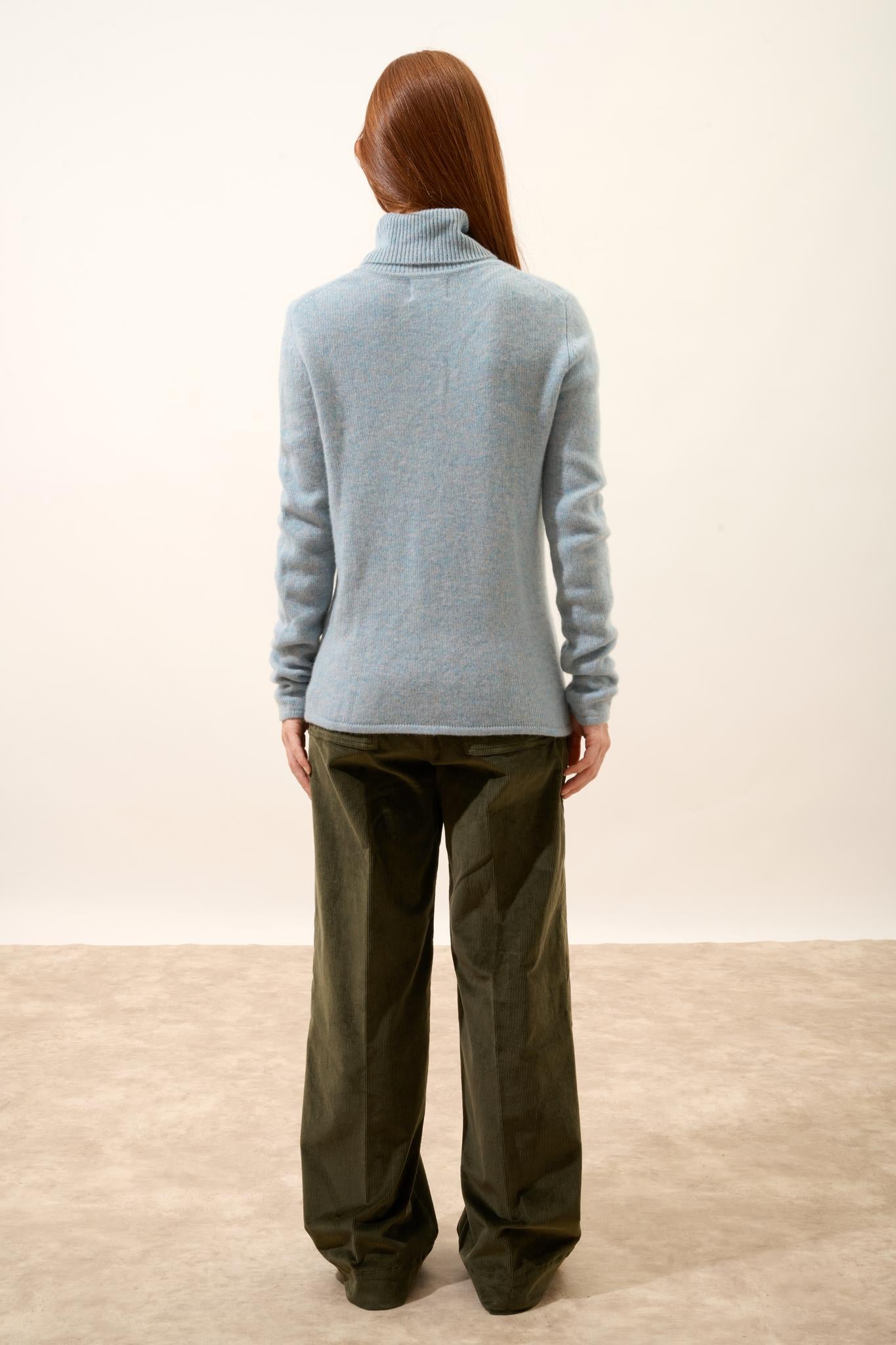 JUNE pull col roulé bleu gris chiné