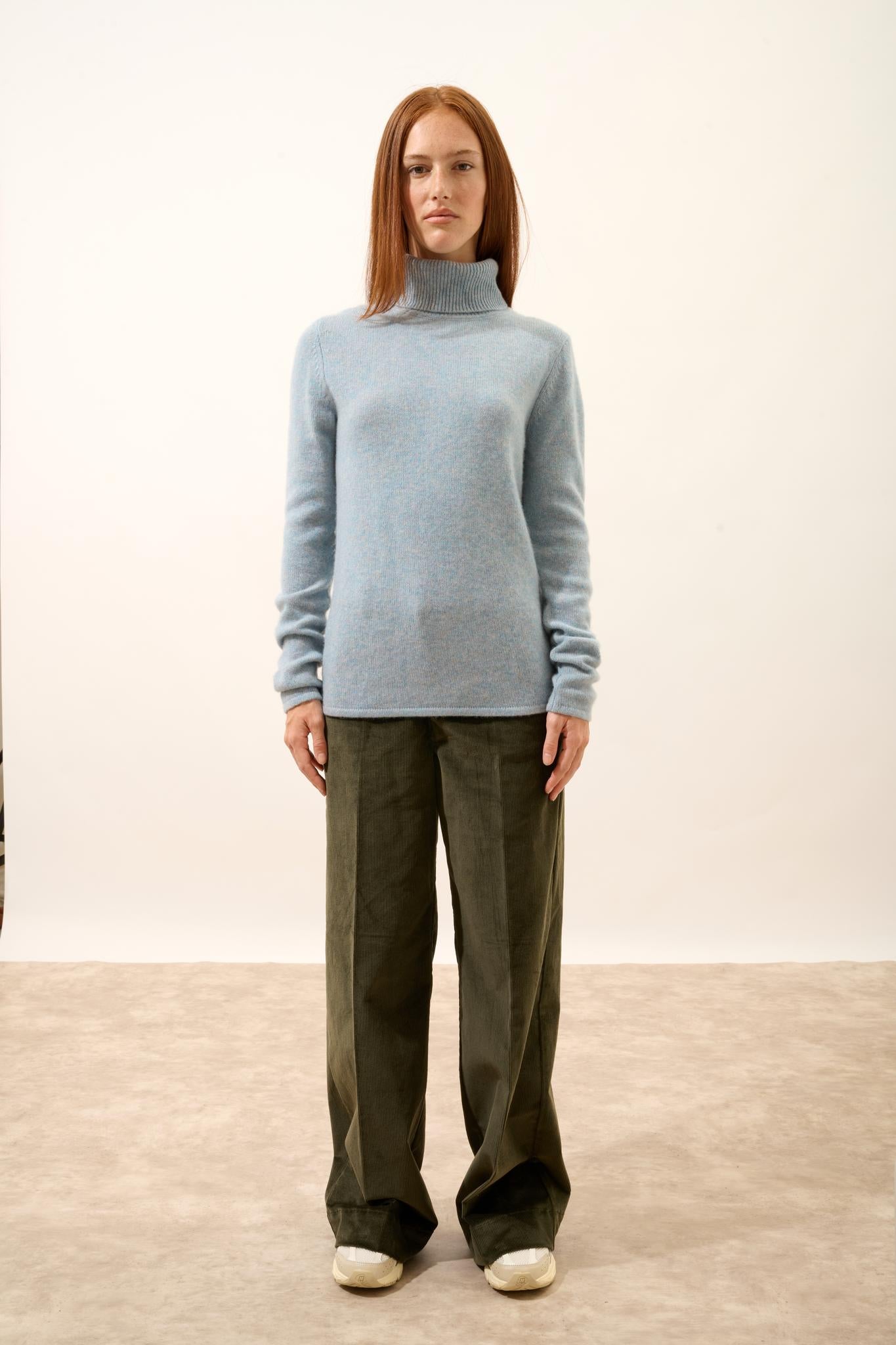 JUNE pull col roulé bleu gris chiné
