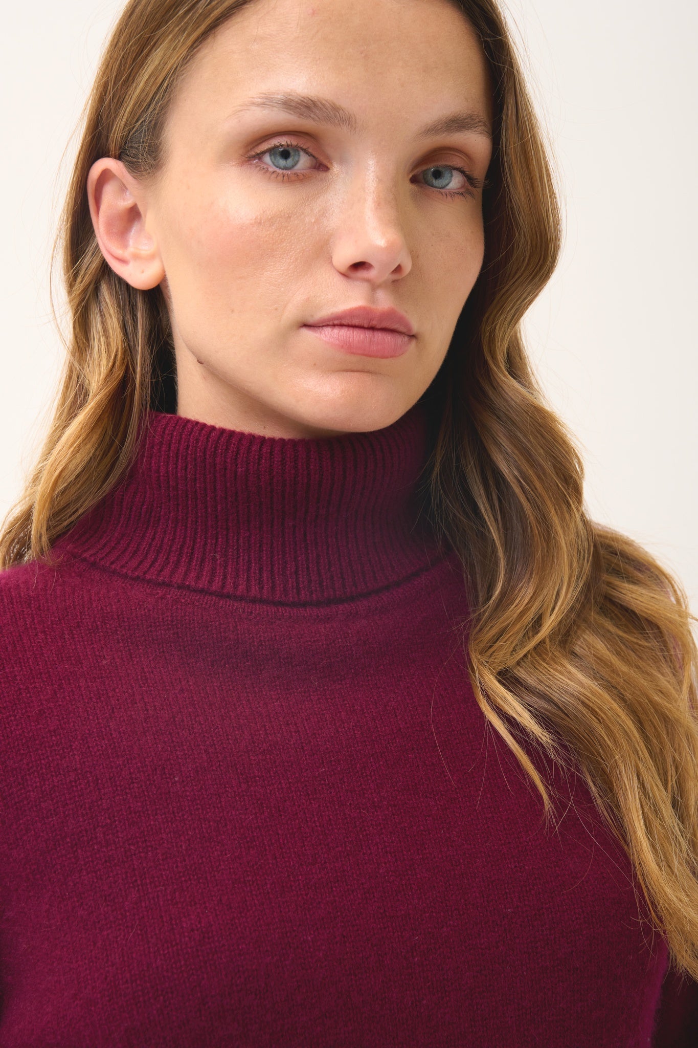 JUNE burgundy turtleneck sweater