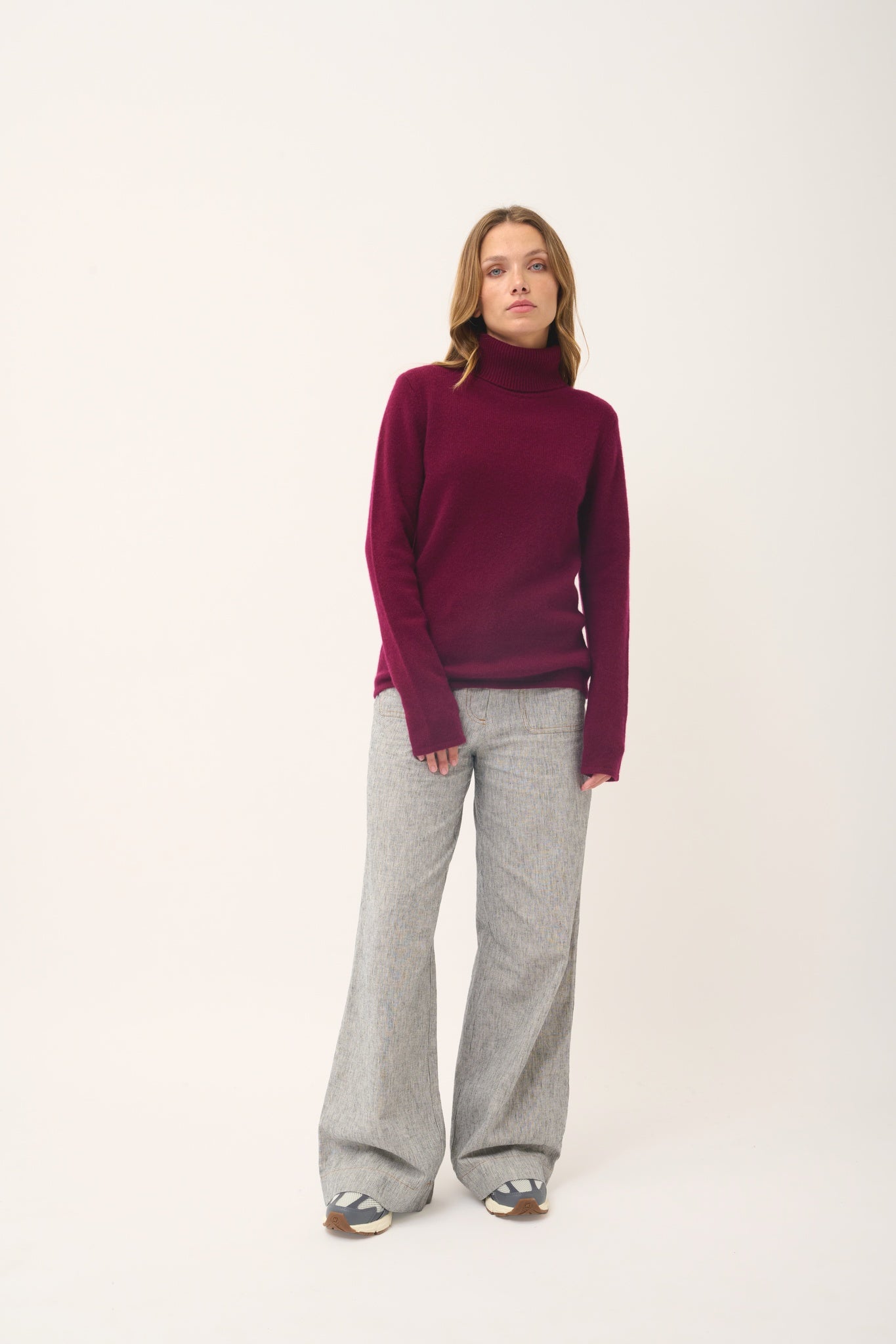 JUNE burgundy turtleneck sweater