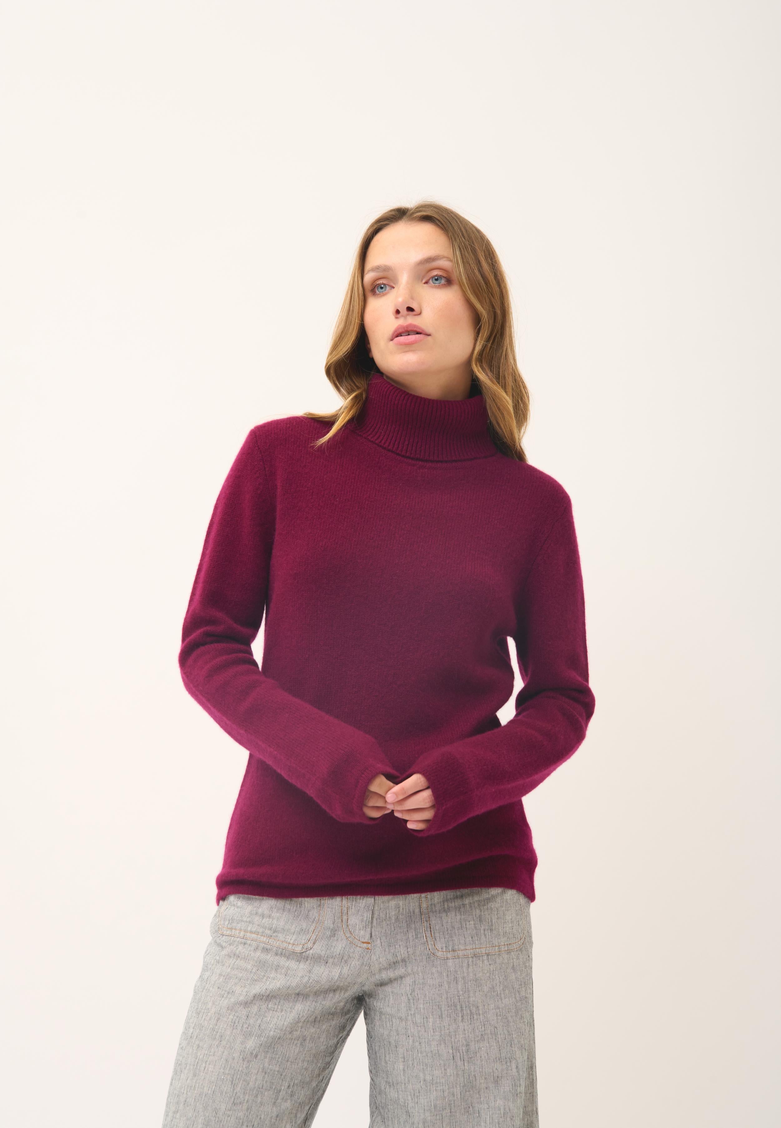JUNE burgundy turtleneck sweater
