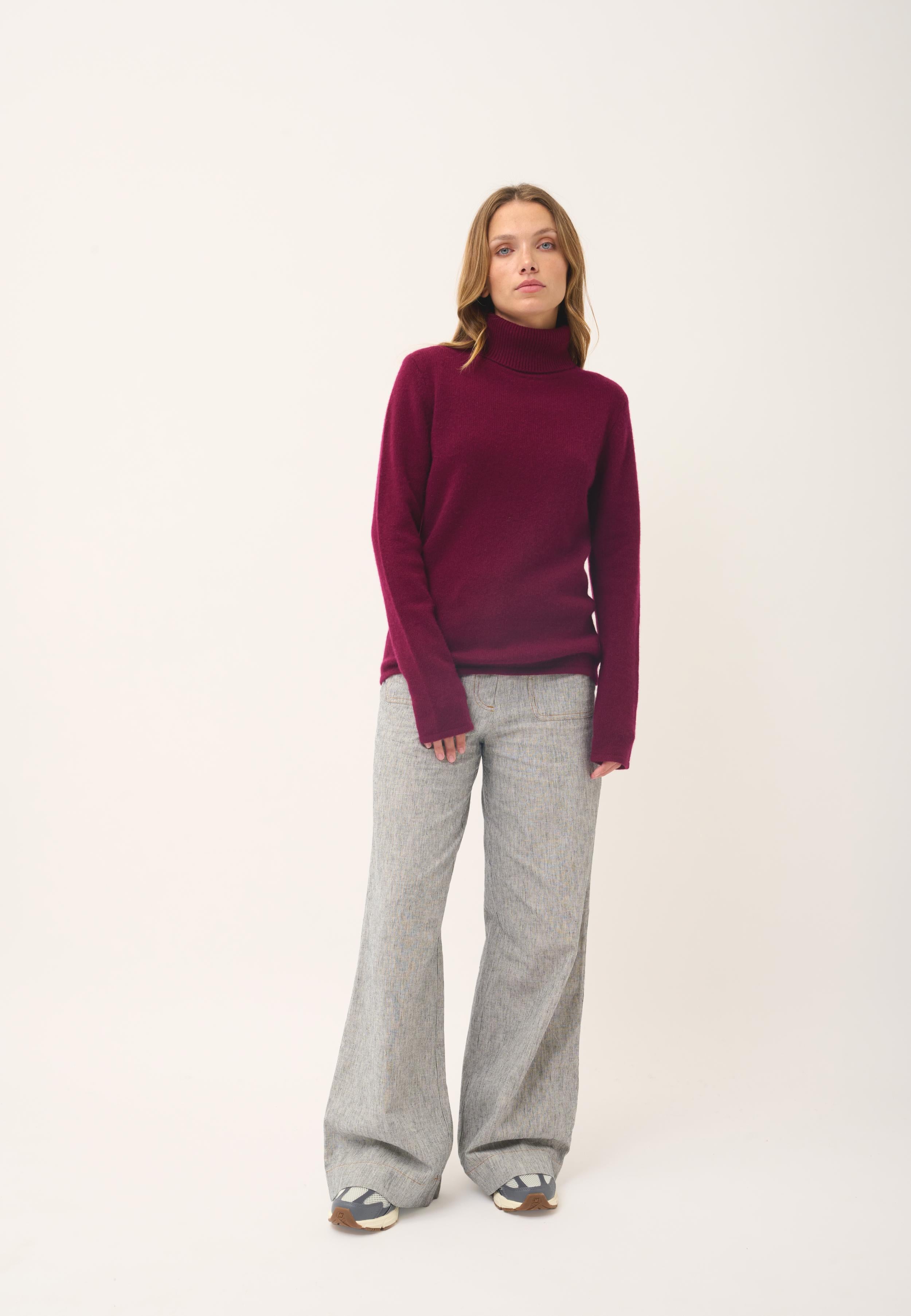 JUNE burgundy turtleneck sweater
