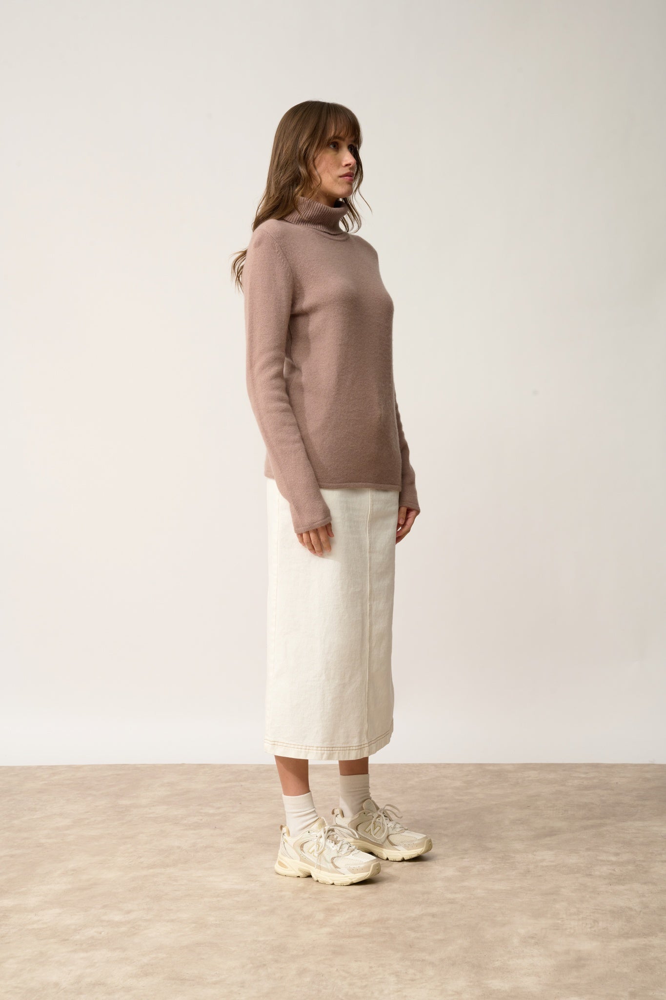 JUNE pull col roulé cuivre