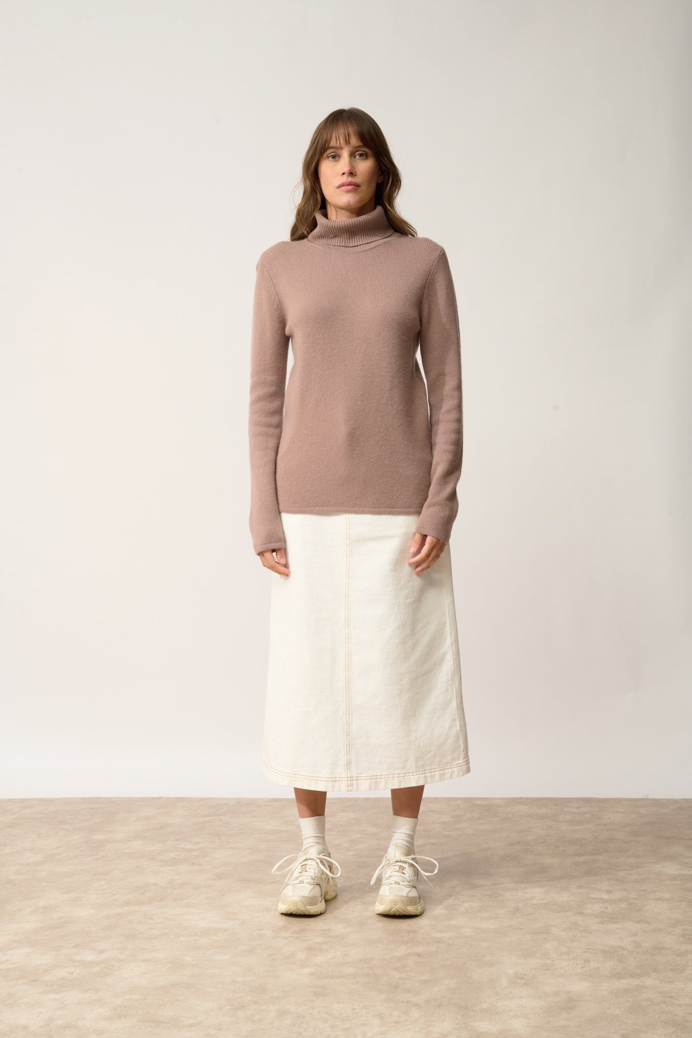 JUNE pull col roulé cuivre