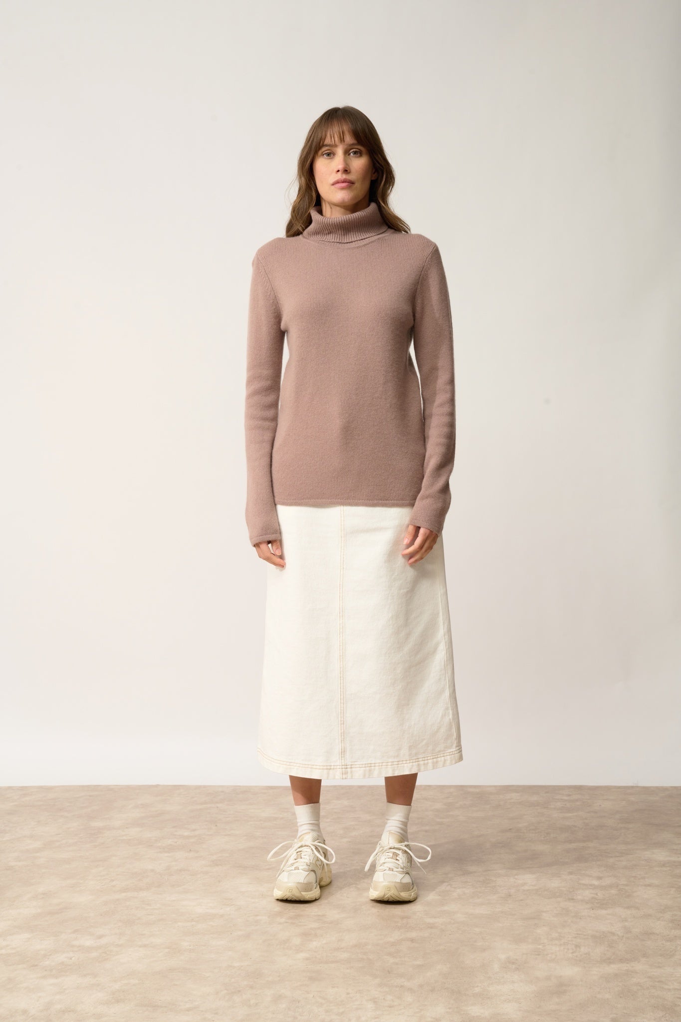 JUNE pull col roulé cuivre