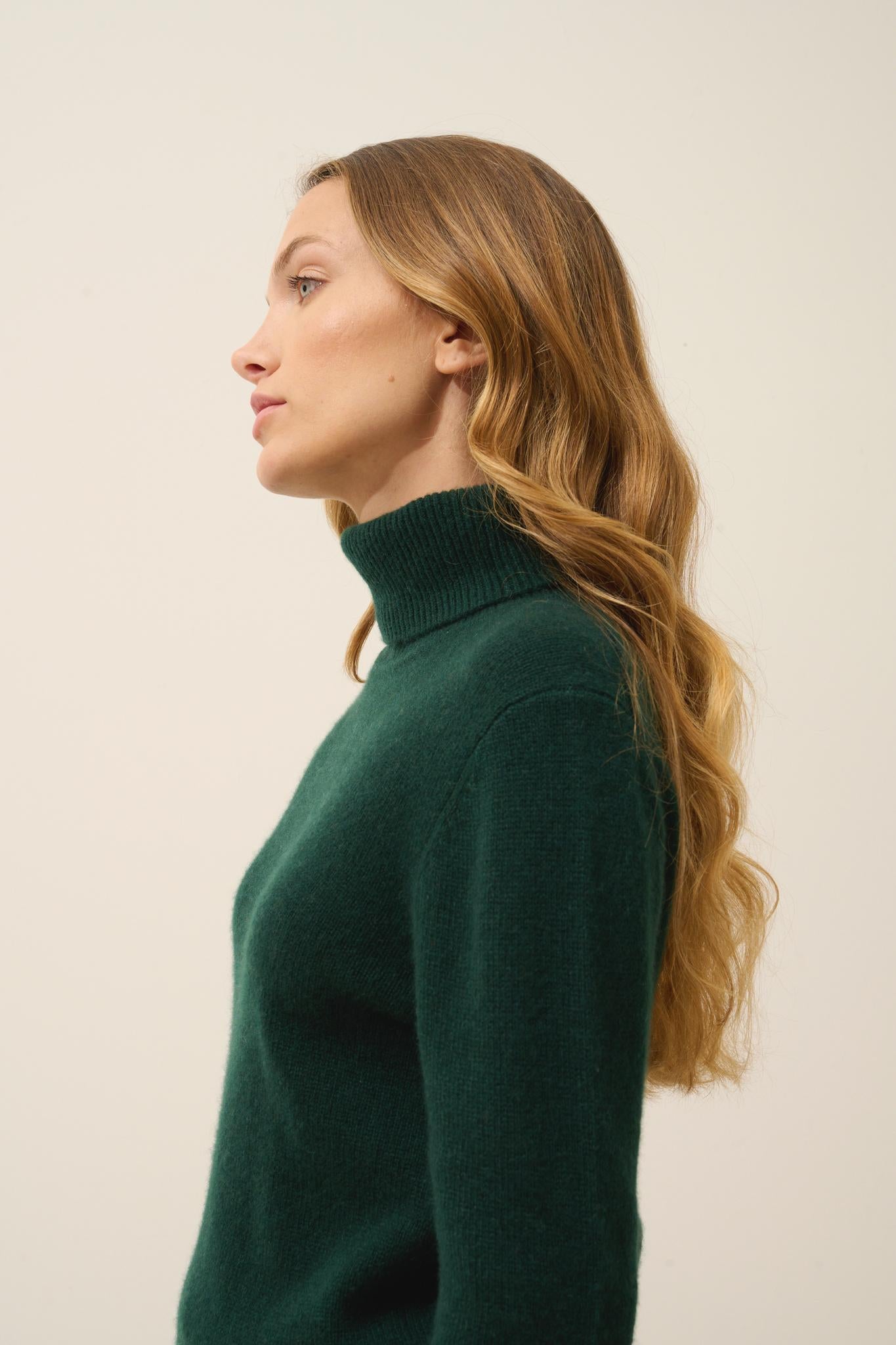 JUNE pull col roulé cyprès