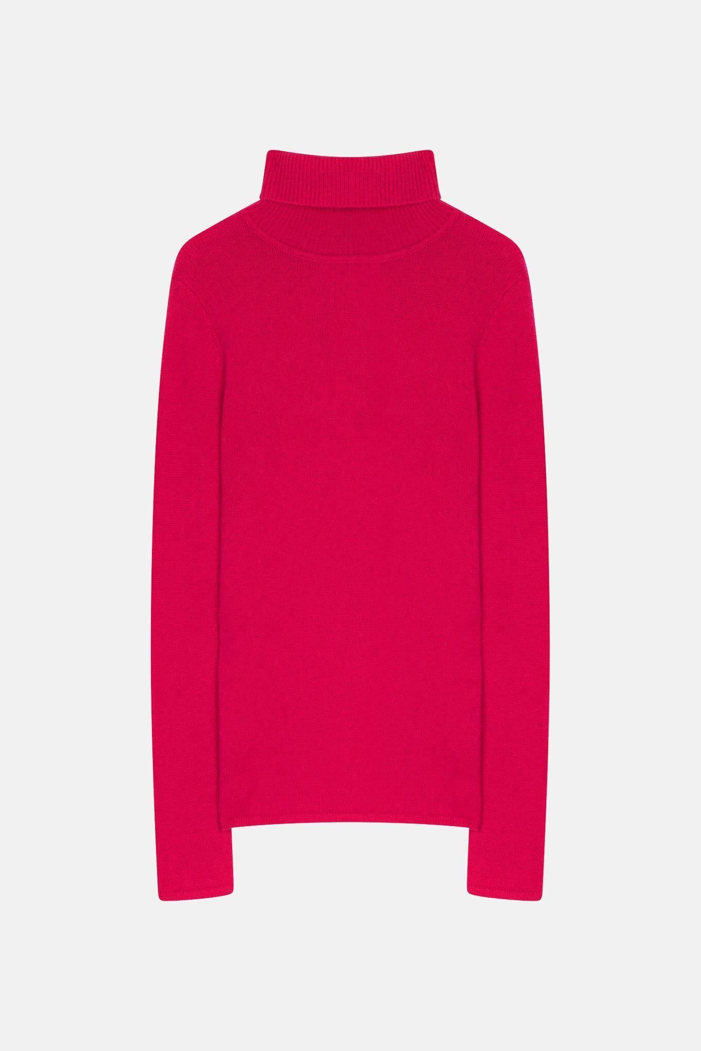 JUNE pull col roulé fuchsia