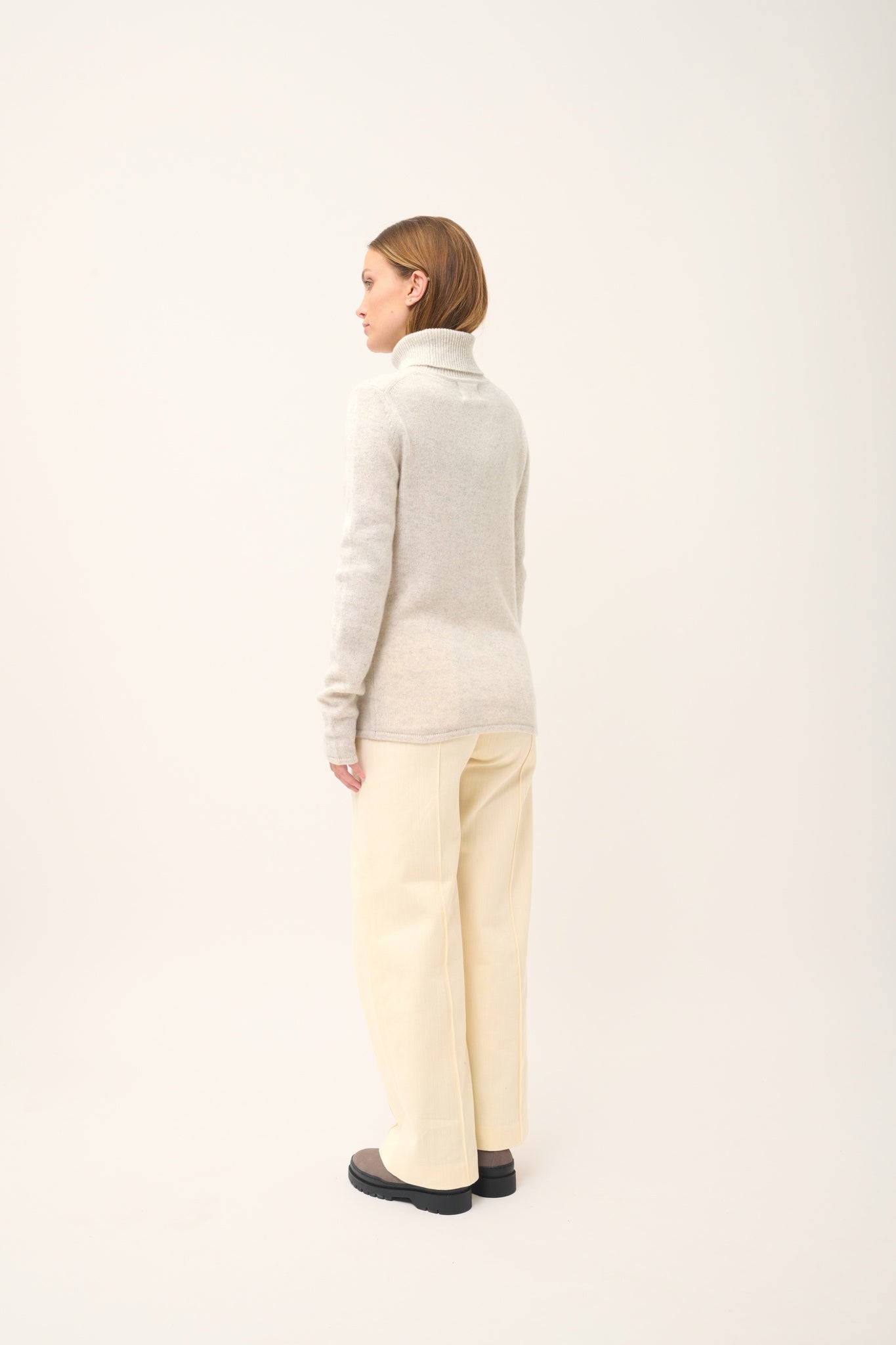 JUNE pearl grey turtleneck sweater