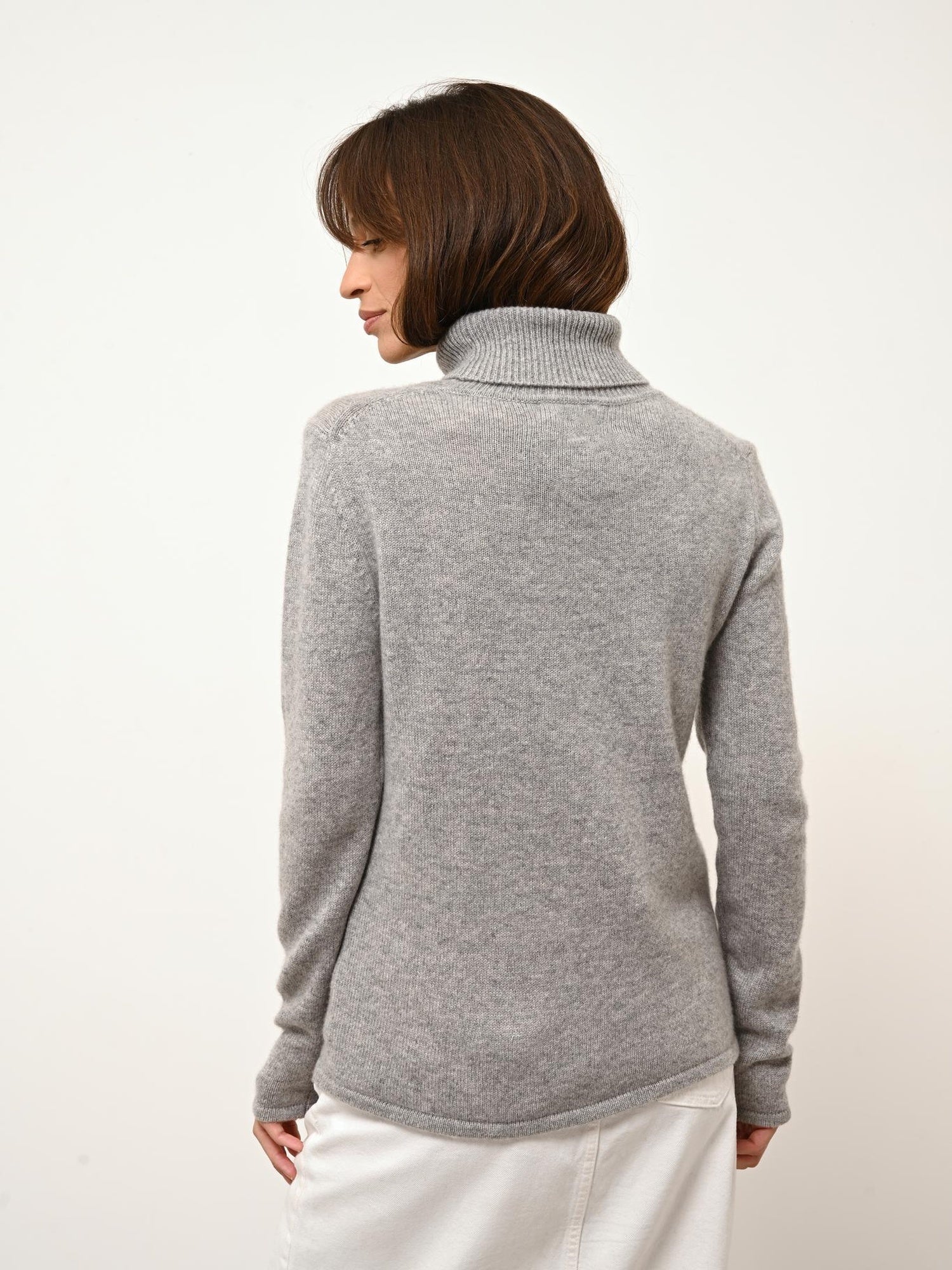 JUNE pull col roulé nuage chiné