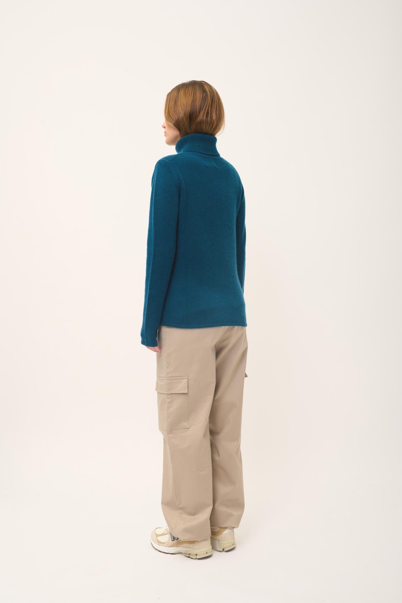JUNE pull col roulé vert canard